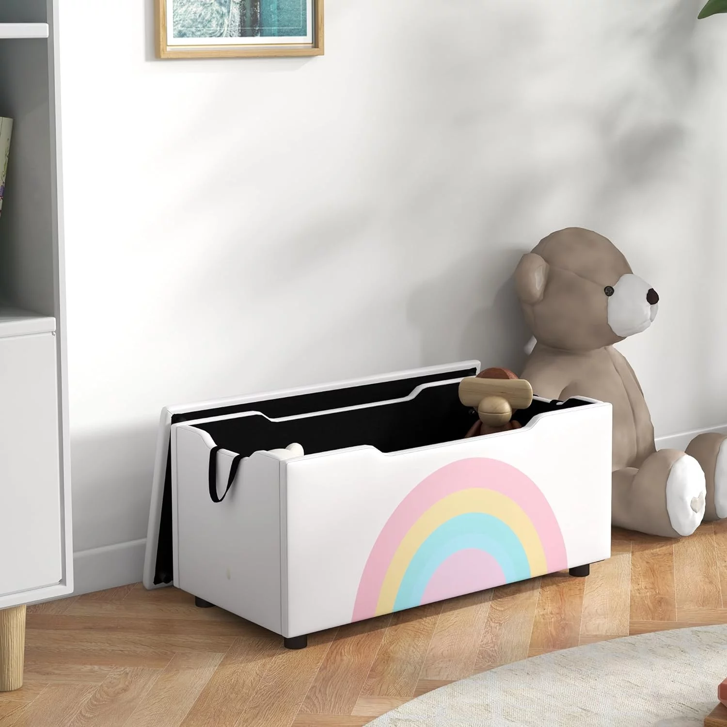 NLIBOOMLife Toy Box Chest  Lightweight Toy Organizer with   Top Lid  and Side Handles for Nursery Room  Playroom  Bedroom  Aged 3-8 Years Old  29.5" x 14.5" x 15"  White