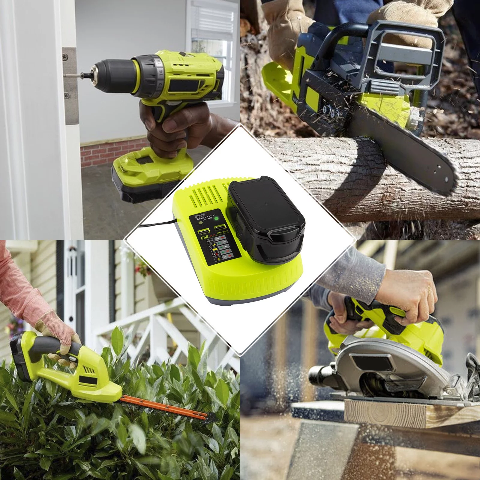 Vinida P117 Dual Chemistry Battery Charger Replacement for Ryobi 18V Battery Charger+ 2PACK FOR Ryobi 130429054 Battery 18V 4000mAh Li-ion Black P104