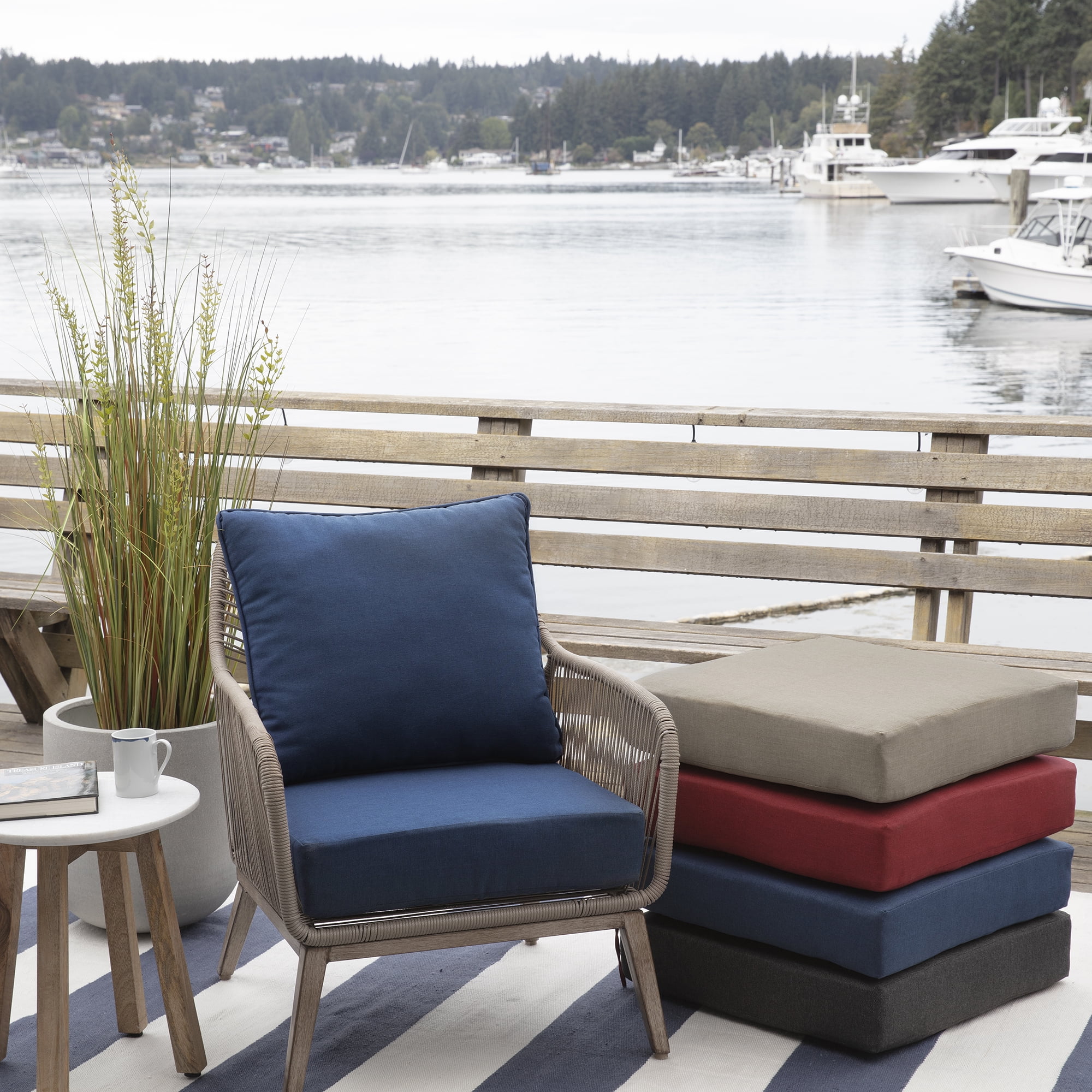 Arden Selections Oceantex Outdoor Deep Seating Cushion Set 24 x 24, Ocean Blue