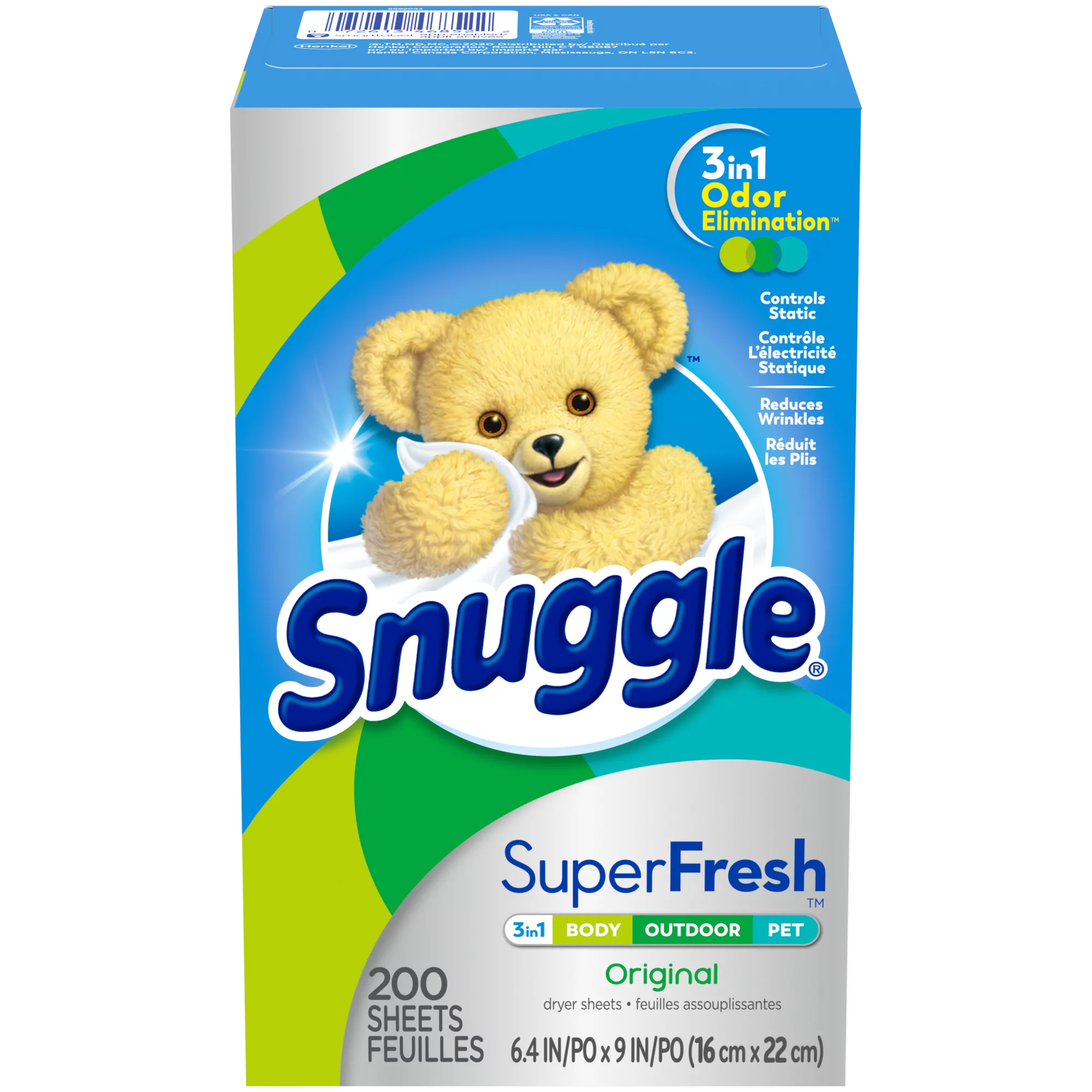 Snuggle Plus SuperFresh Fabric Softener Dryer Sheets with Static Control and Odor Eliminating Technology, Original, 200 Count, 2 Boxes, 400 Total Sheets