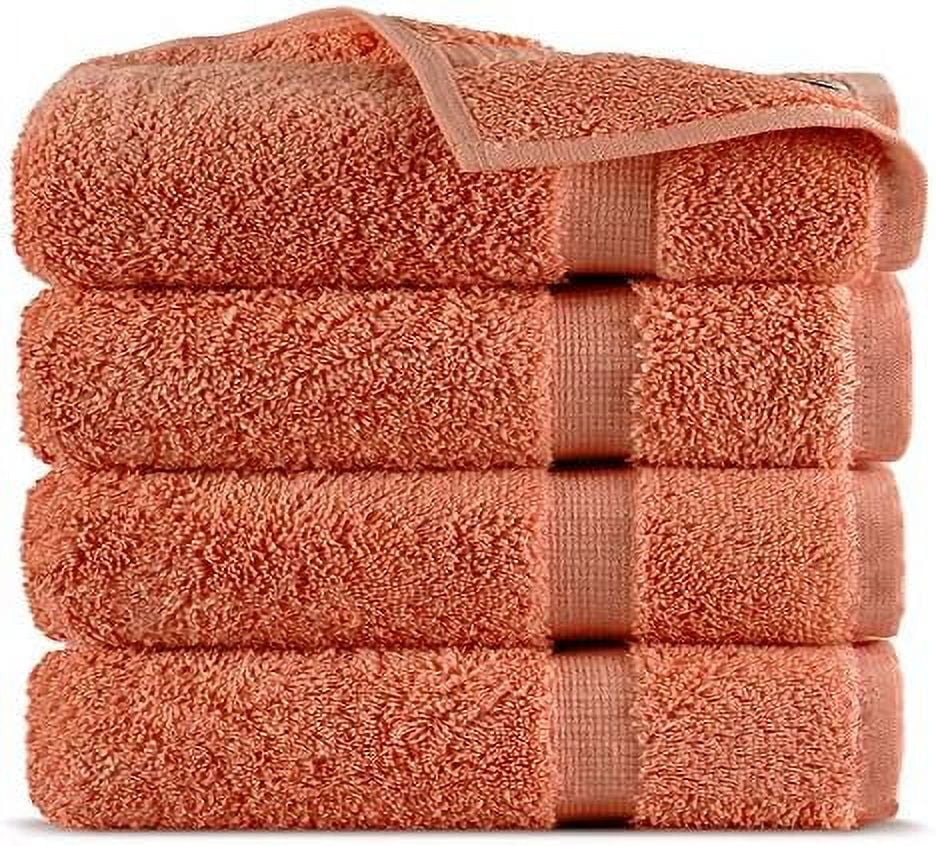 100% Turkish Cotton Towel Set (Coral, Washcloths - Set Of 4)