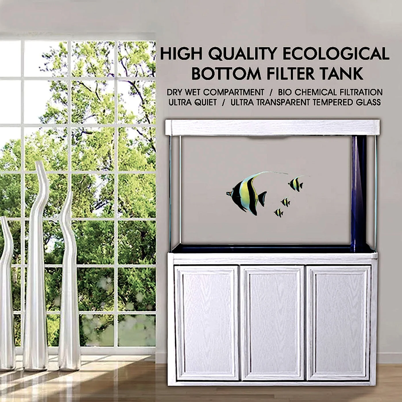 Aqua Dream 135 Gallon Tempered Glass All-in-one Aquarium White Oak