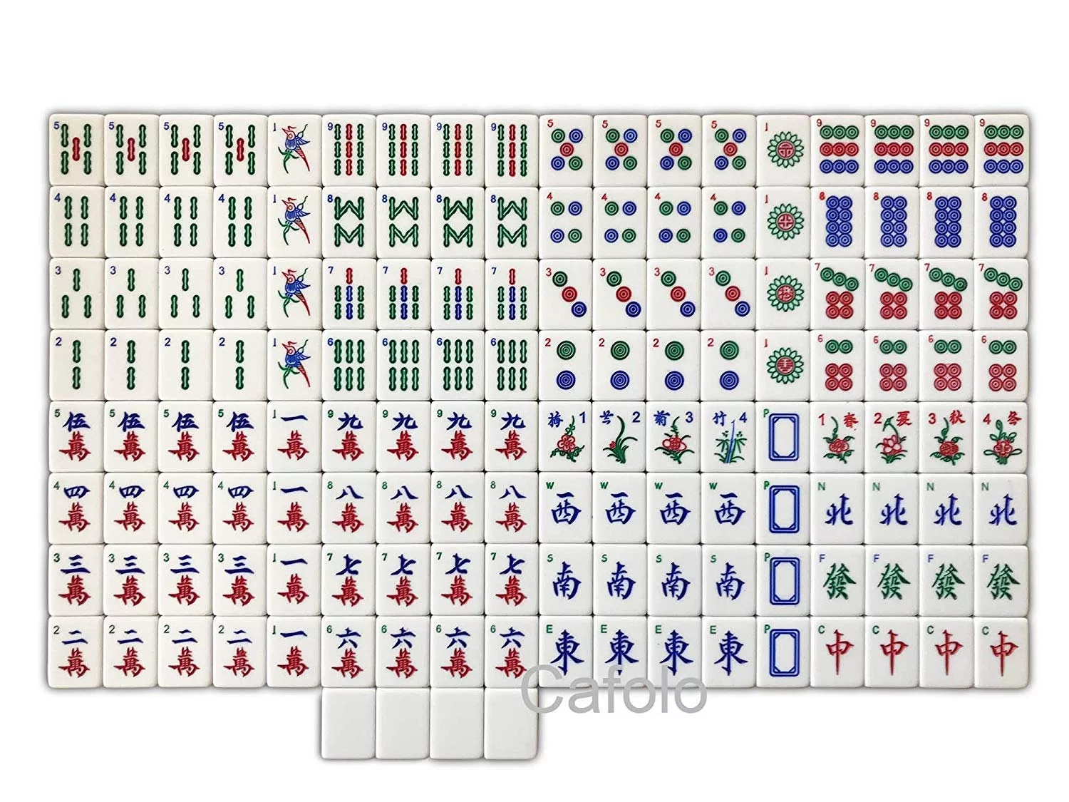New Chinese Mahjong X-Large 144 Numbered Acrylic Tiles 1.5