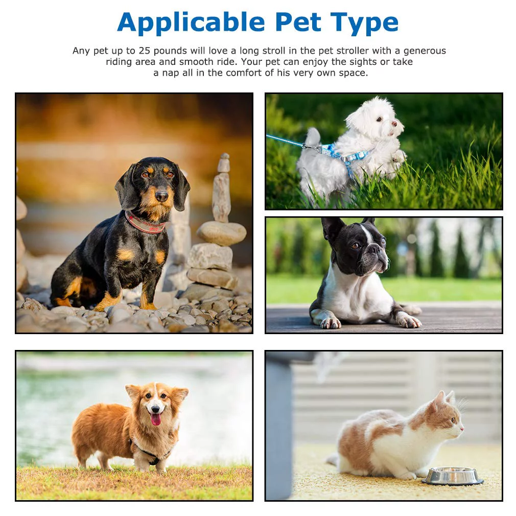 Double Pet Stroller for 2 Small Medium Dogs or Cats, Travel Folding Carrier Waterproof Puppy Stroller