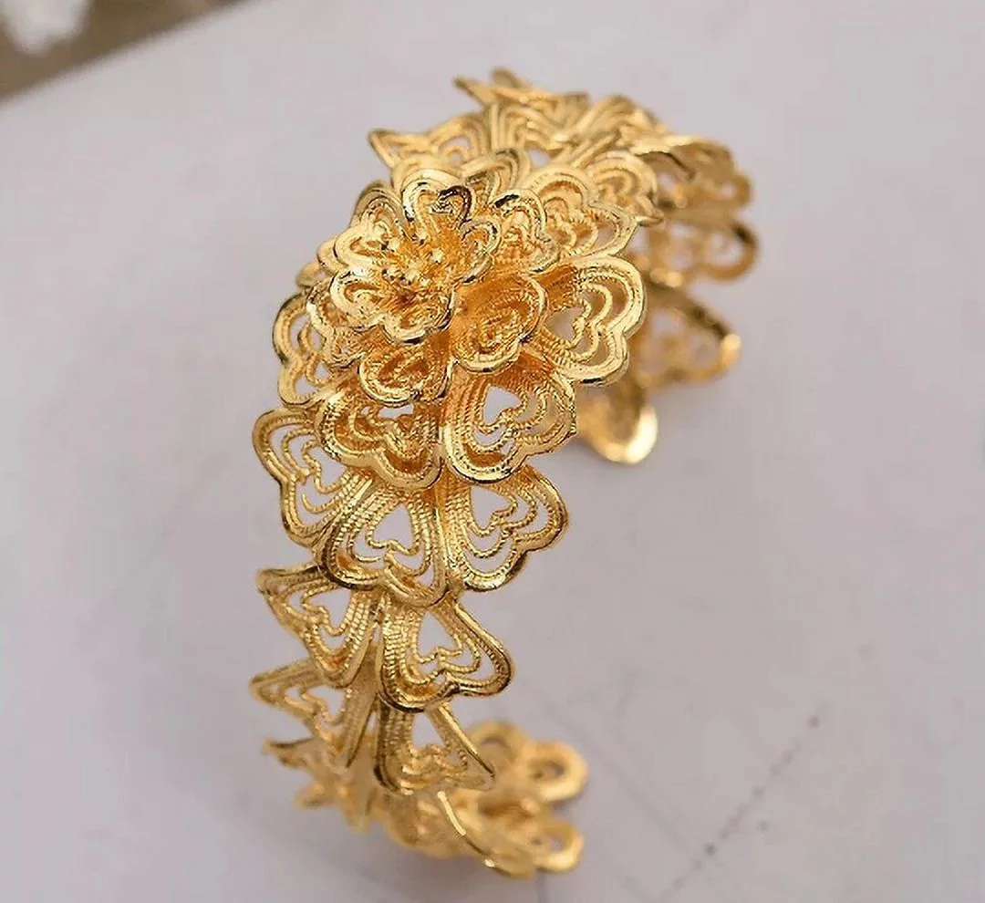 Real 18k Gold Filled cuff Bangles Open wide cuff bangle Dubai Bangle Bracelet