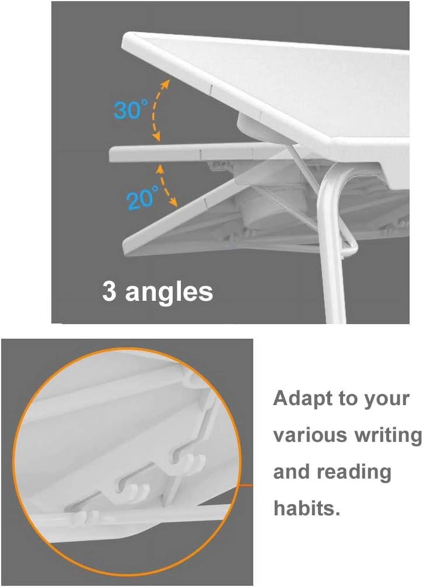 TV Tray Table - Folding TV Dinner Table, Couch Table Trays for Eating Snack Food, Stowaway Laptop Stand, Portable Bed Dinner Tray - Adjustable TV Table with 3 Angles, Cup Holder, White