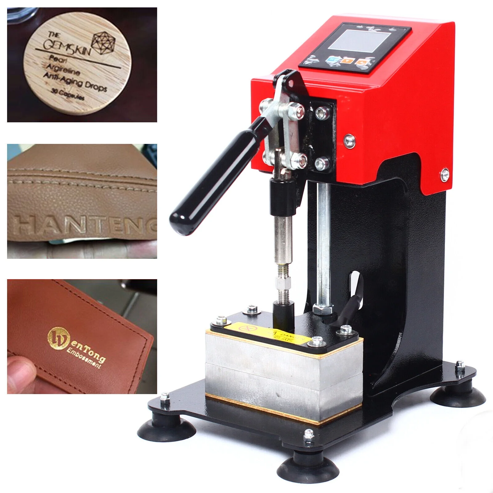 900w Heat Press Machine Dual Heating Stamping Transfer Printer Wax Extractor,Red + Black