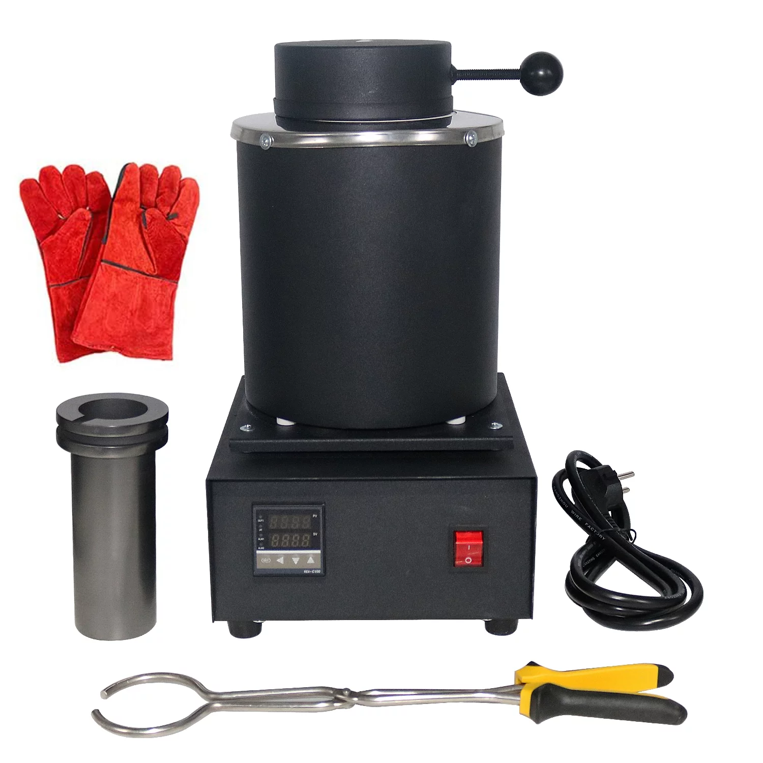 3KG Gold Melting Furnace,1400W 2000F Digital Electric Melting Furnace with Graphite Crucible 110V Refining Casting Furnace