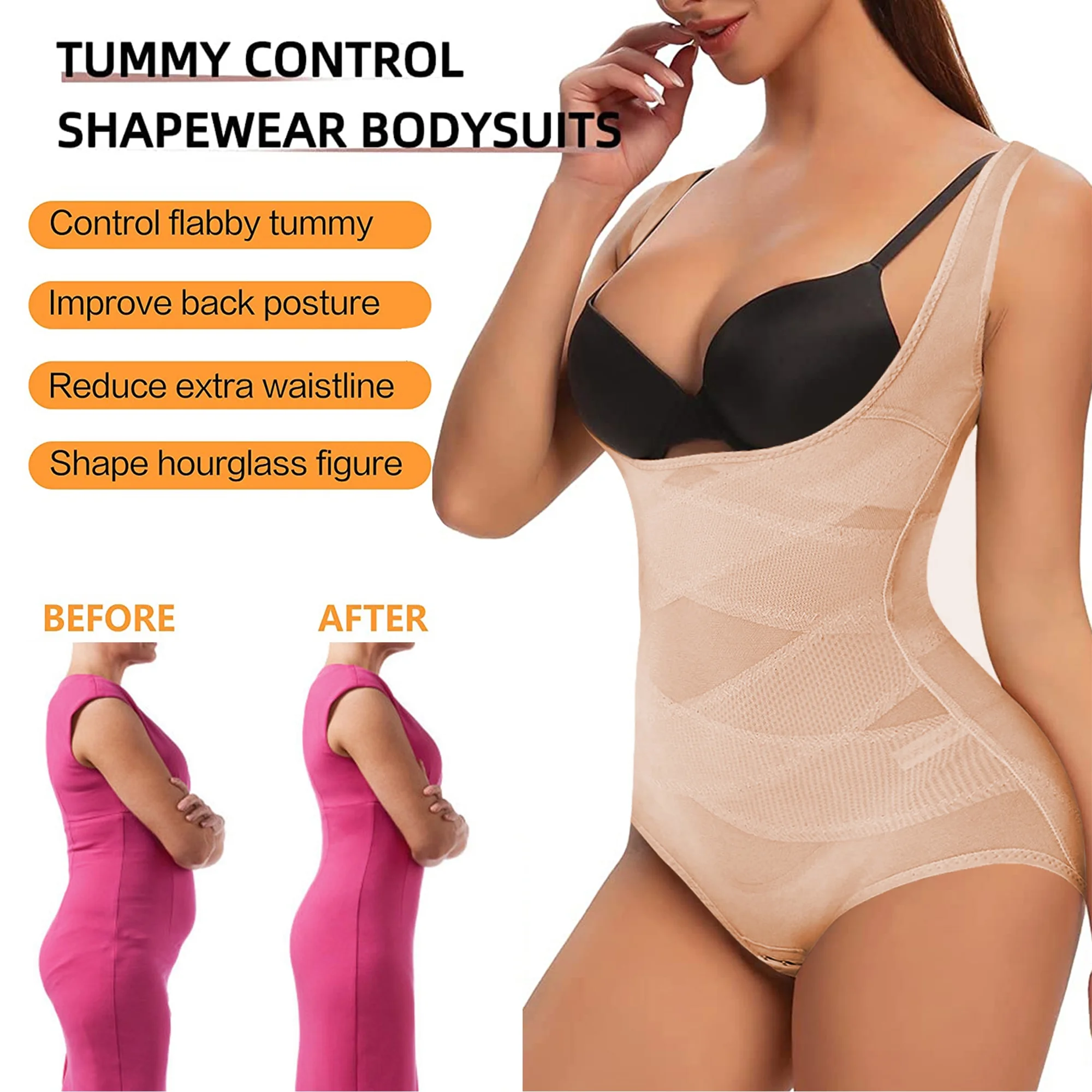 COMFREE Women's Waist Trainer Shapewear Full Body Shaper Tummy Control Faja Compression Corset Bodusuit Girdles Slim
