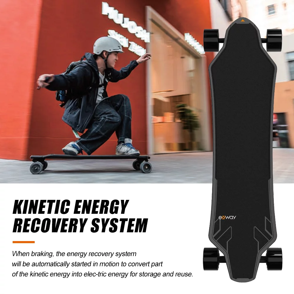 Electric Skateboard with Remote Control, 655W Motor E-Skateboard, 45 KM/H Top Speed Electric Longboard with Frog Light, 30KM Range,for Youth, Adults