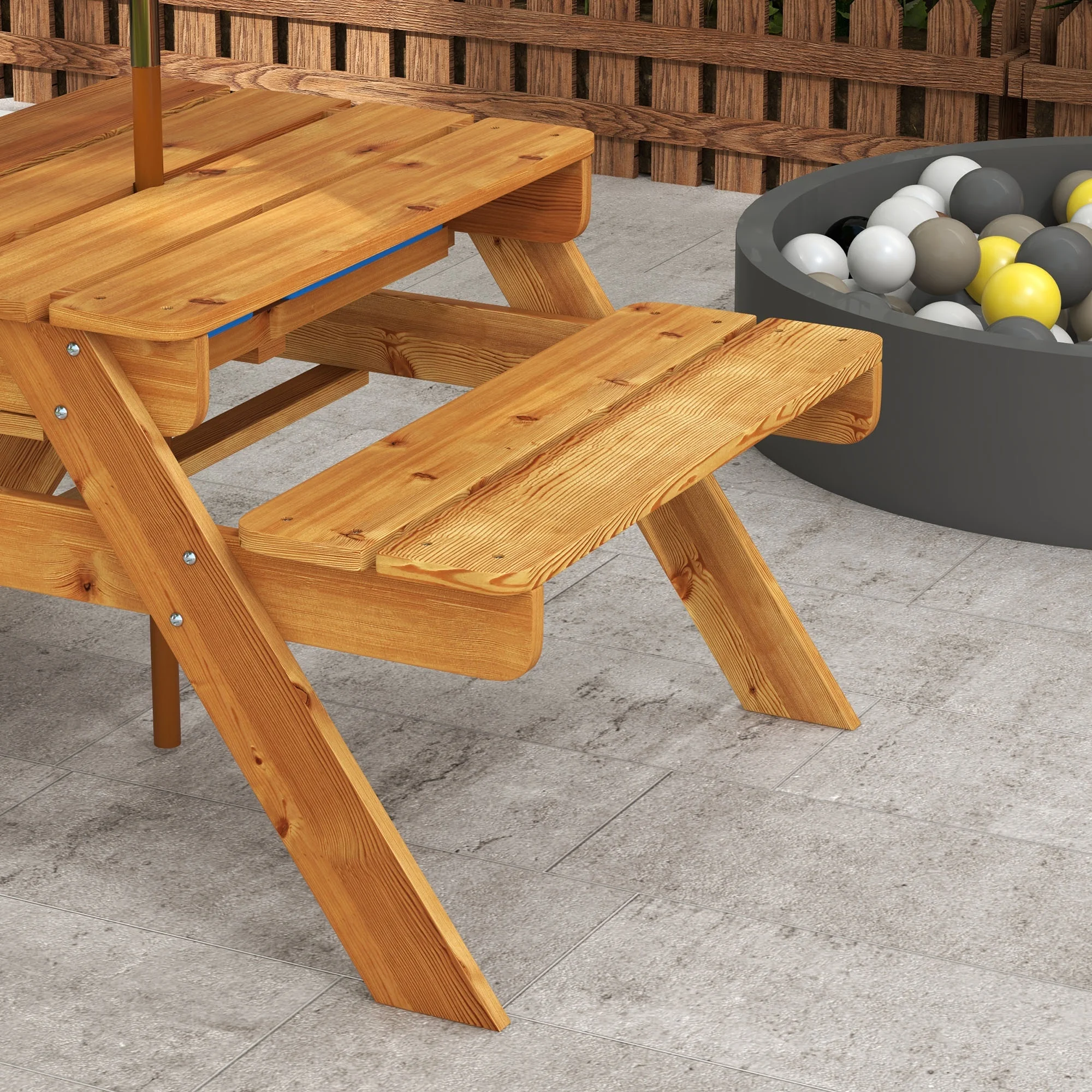 Outsunny 3 in 1 Kids Sand and Water Activity Table W/ Foldable Umbrella