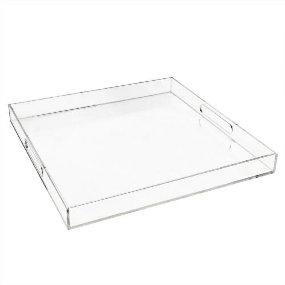 Clear Extra Large Square Acrylic Serving Tray w/ Handles Oversize 18.9*18.9 Inch