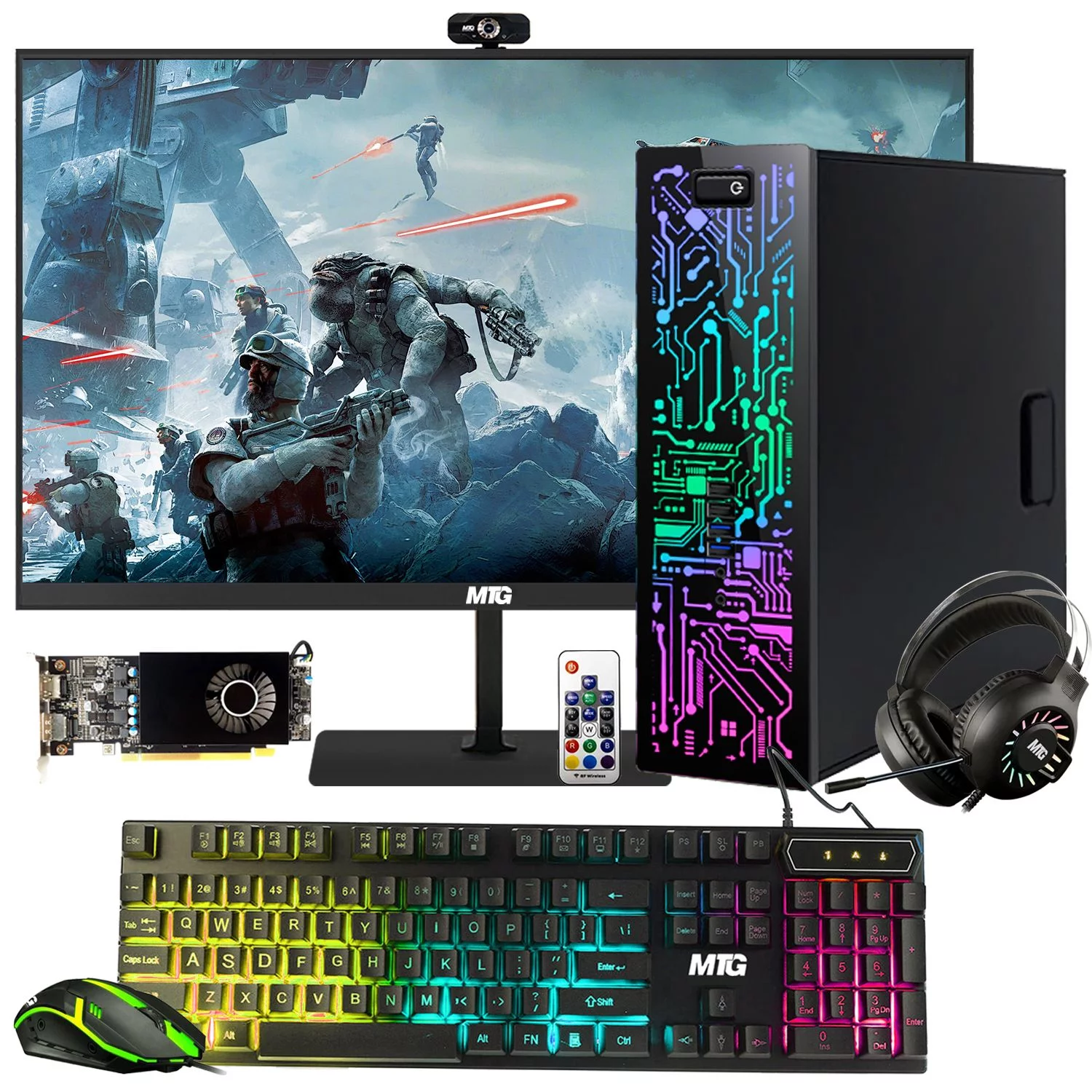 Restored Gaming Desktop PC, Intel Core i7 6th Gen, TechMagnet Zeus, AMD AMD RX 550, 16GB RAM, 1TB SSD, New 27 inch Monitor, RGB Keyboard Mouse, RGB Headphone, Webcam, Win 10 Pro (Refurbished)