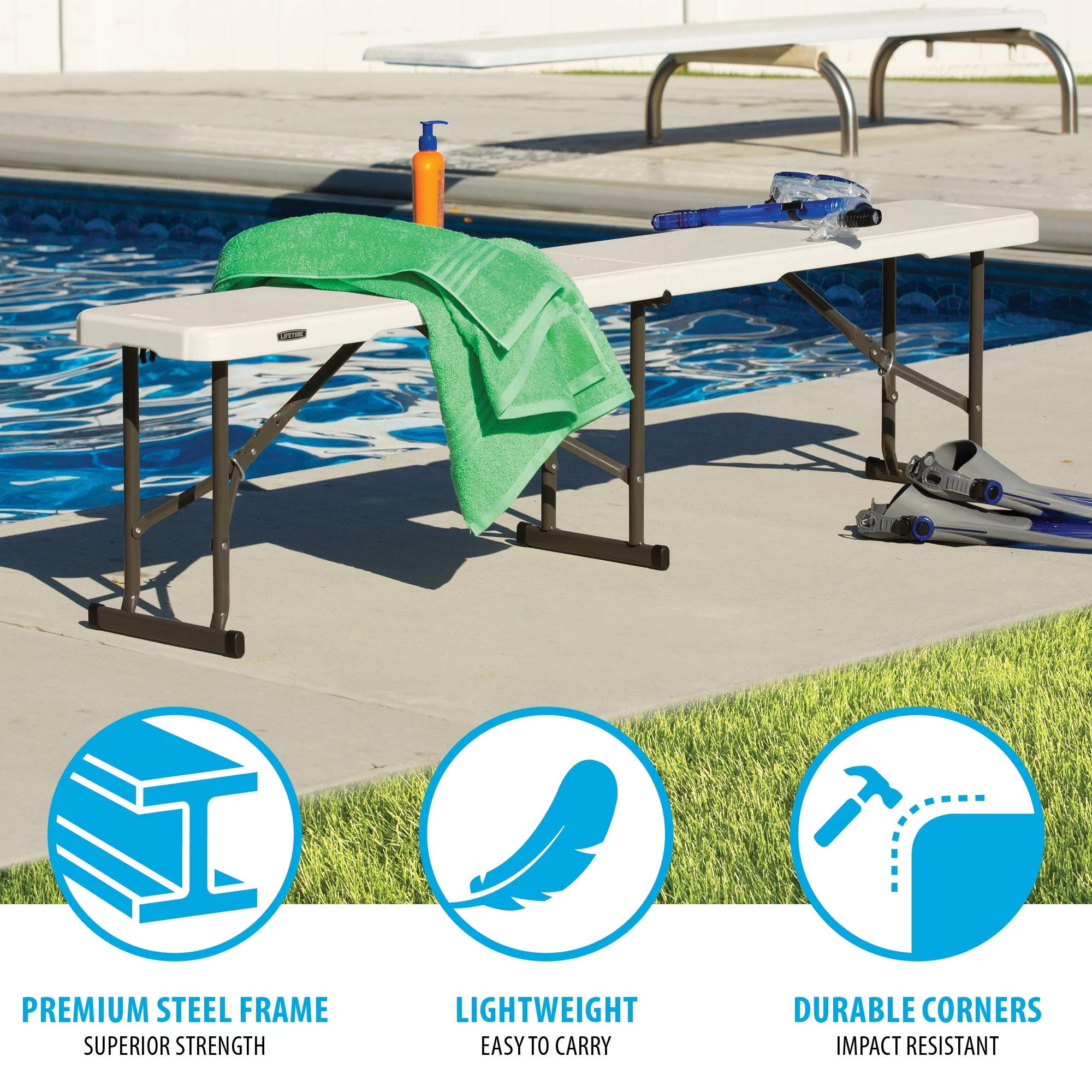 Lifetime 6 foot Bench, Indoor/Outdoor Light Commercial, White Granite (80309)