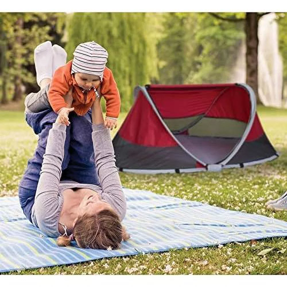 peapod portable toddler travel bed & storage bag, cranberry (2 pack)