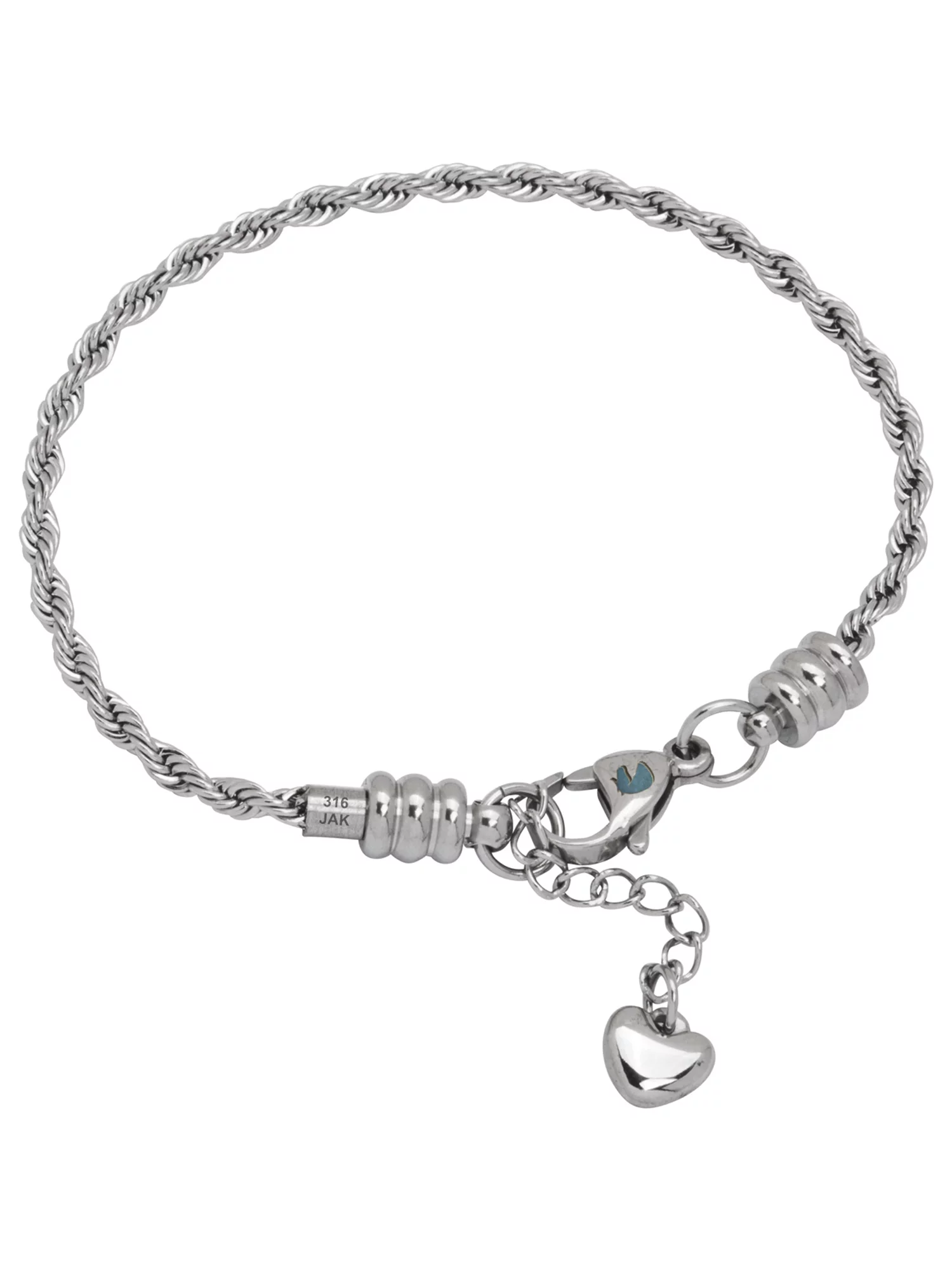 Charm Bracelet For Women, Stainless Steel Rope Chain, Fits Pandora Charms, Lobster Claw Clasp, 10 Inch (25.5 cm)