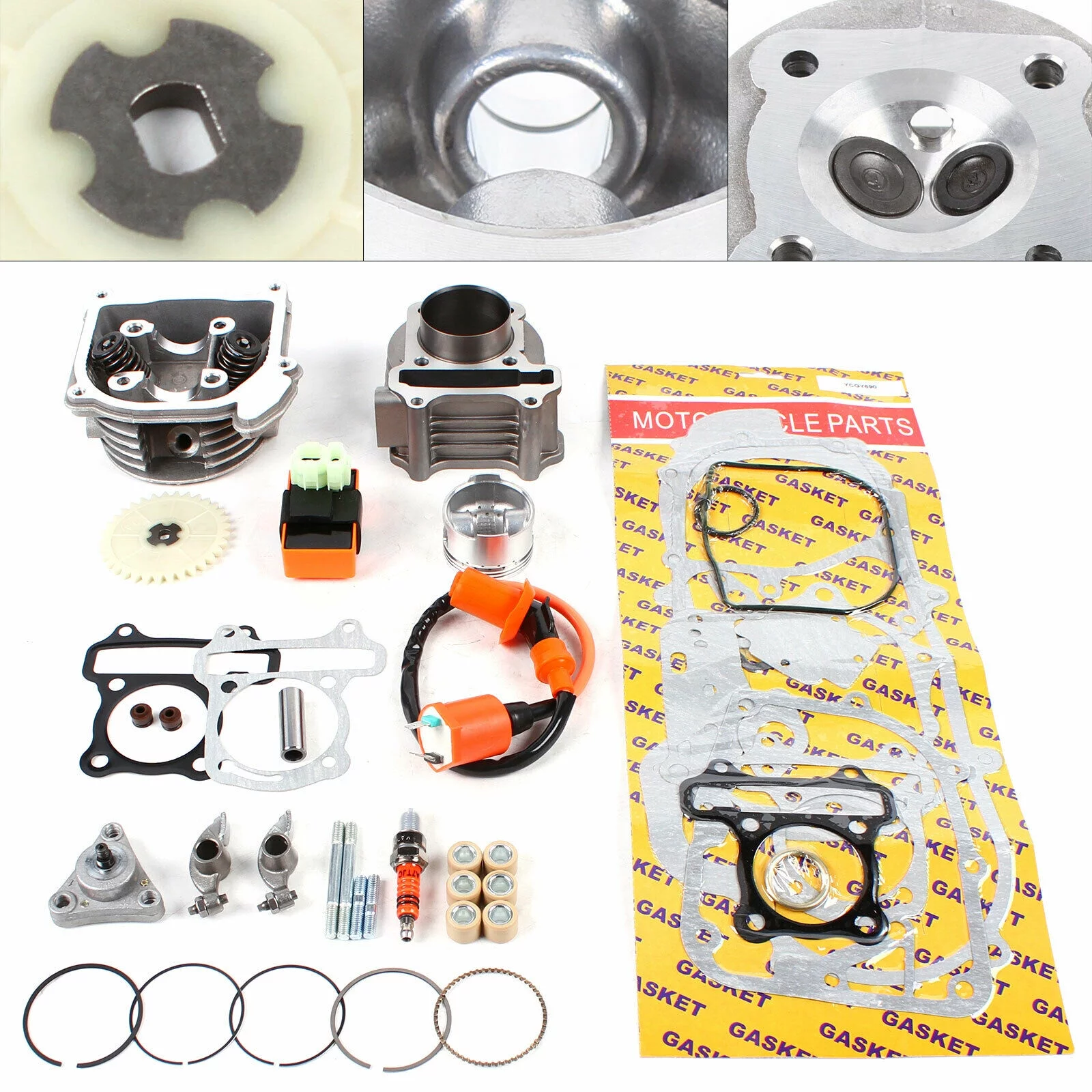 50mm Big Bore Cylinder Piston Kit Fits For GY6 50cc Scooter Moped 139QMB 1P39QMB 50mm Big Bore Cylinder Kit W/ Assembled Head For 50cc Scooters 139QMB & 1P39QMB Big Bore Cylinder Piston