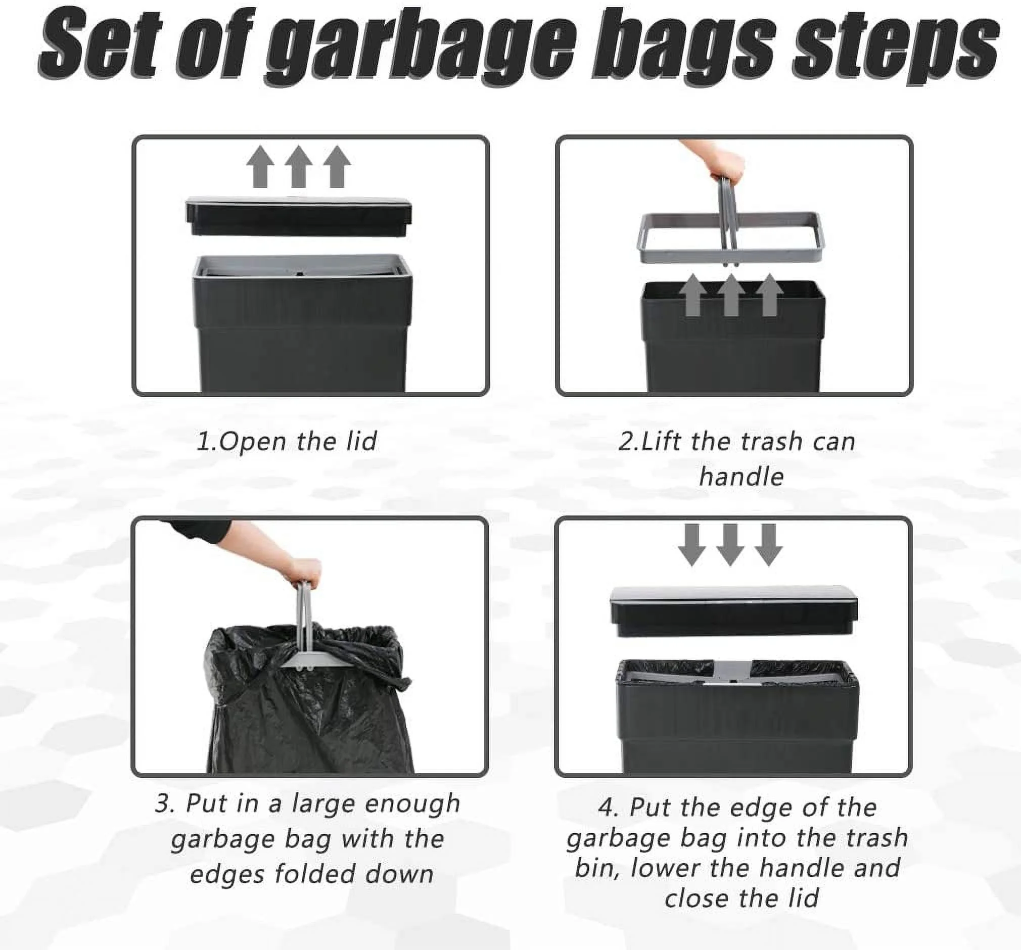 13 Gallon Trash Can Plastic Kitchen Trash Can Automatic Touch Free High-Capacity Garbage Can With Lid For Bedroom Bathroom Home Office 50 Liter,Black