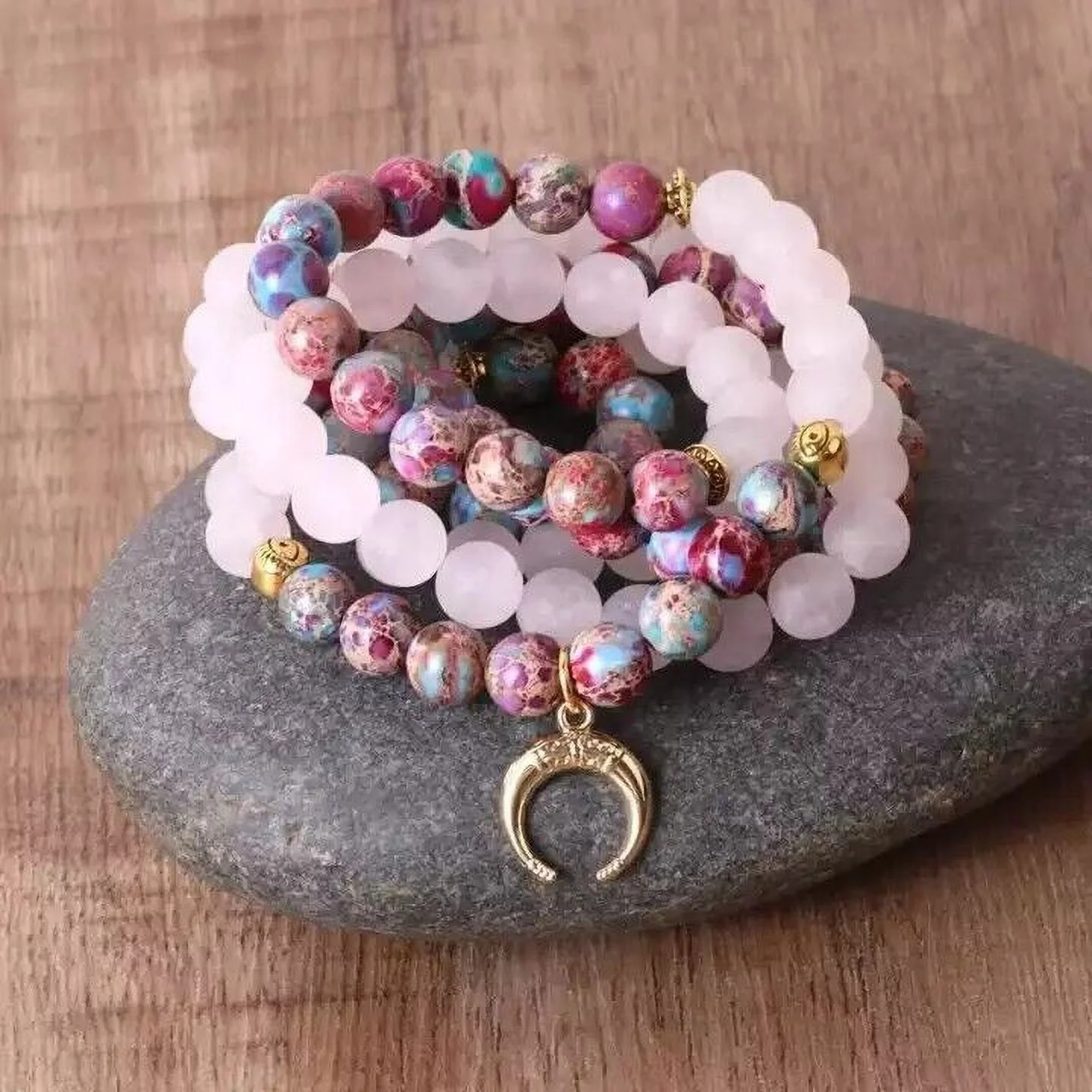 108 Mala Beads Prayer Rose Quartz Healing Meditation Yoga Bracelet Necklace Gift