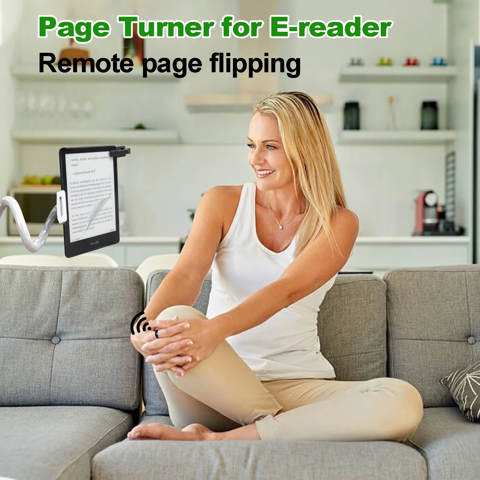 Andoer Remote Control Ring for Kindle App, Smart BT eBook Page Turner with Voice Control, iOS/Android Compatible