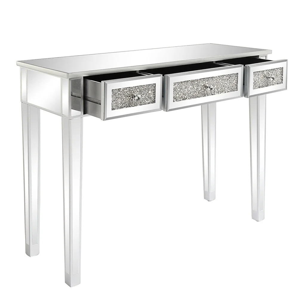 LivEditor Modern Functional Computer Table with Three Drawers, Silver