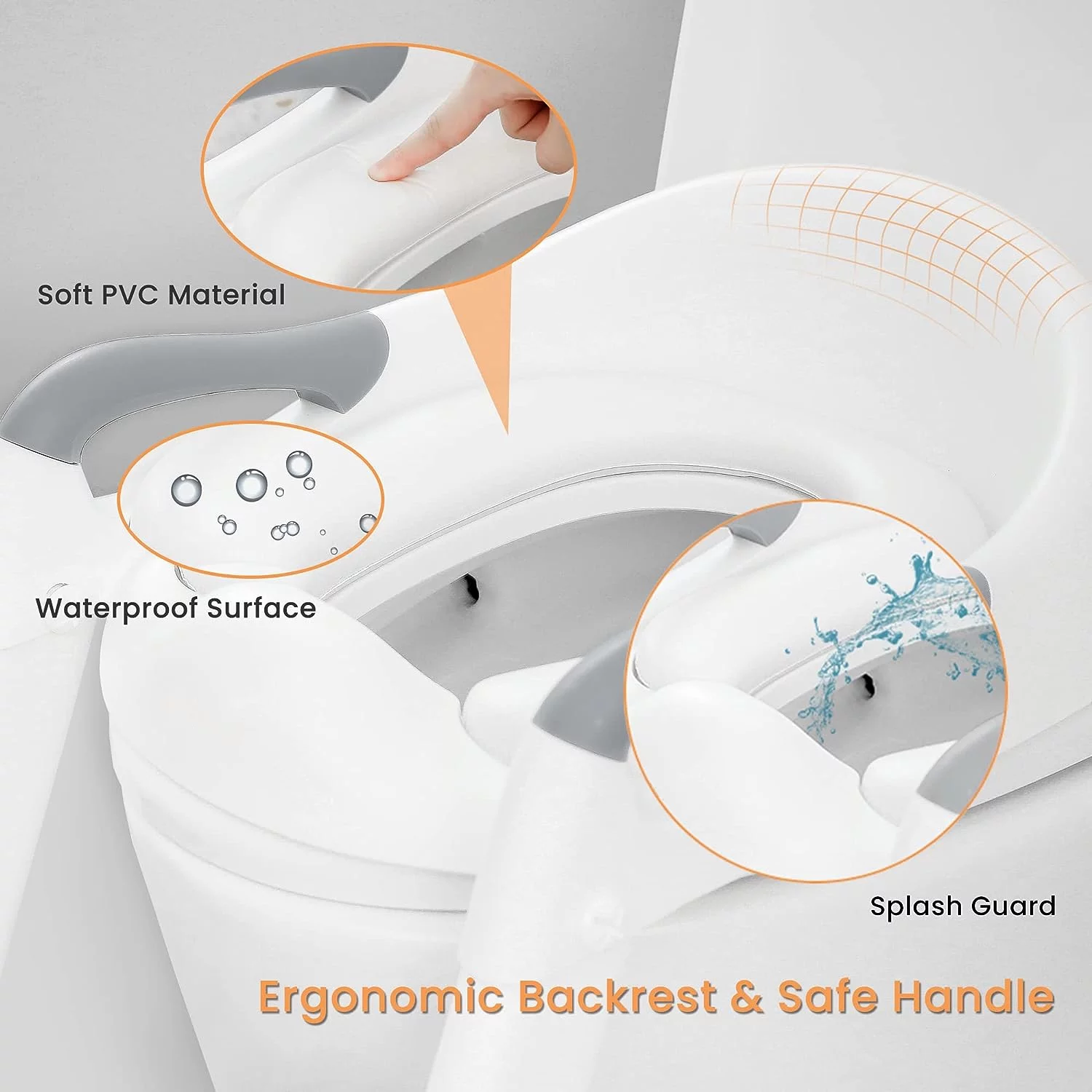 Toilet Potty Training Seat with Step Stool Ladder, RUseeN Potty Training Toilet for Kids Boys Girls Toddlers-Comfortable Safe Potty Seat with Anti-Slip Pads Ladder (Grey)