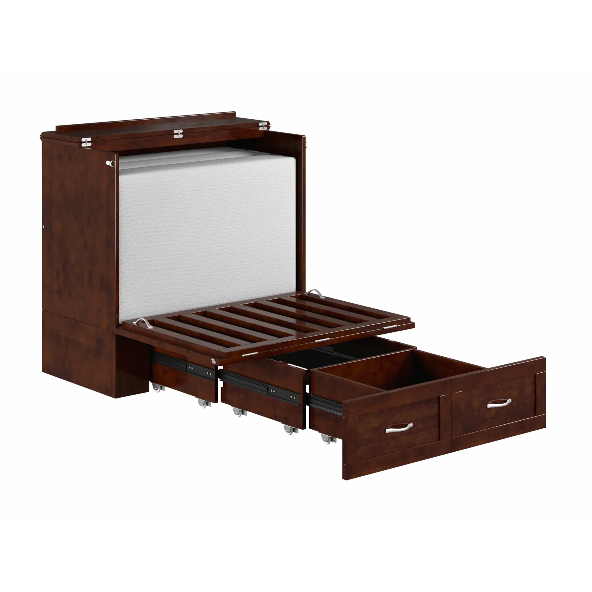 AFI Hamilton Wood Twin Extra Long Murphy Bed Chest in Walnut