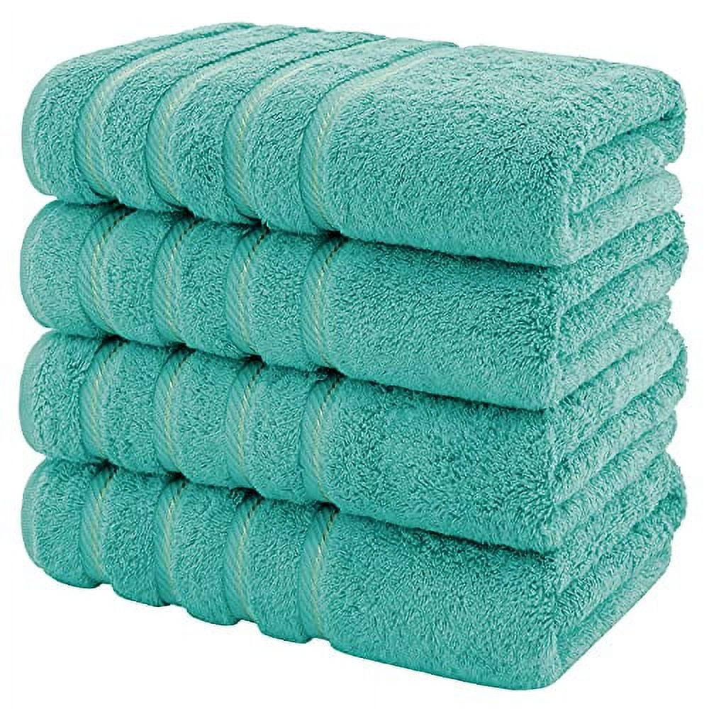 American Soft Linen Luxury Hotel & Spa Quality, Turkish Cotton, 27x54 Inches 4-Piece Bath Towel Set for Maximum Softness & Absorbency, Dry Quickly - Turquoise Blue