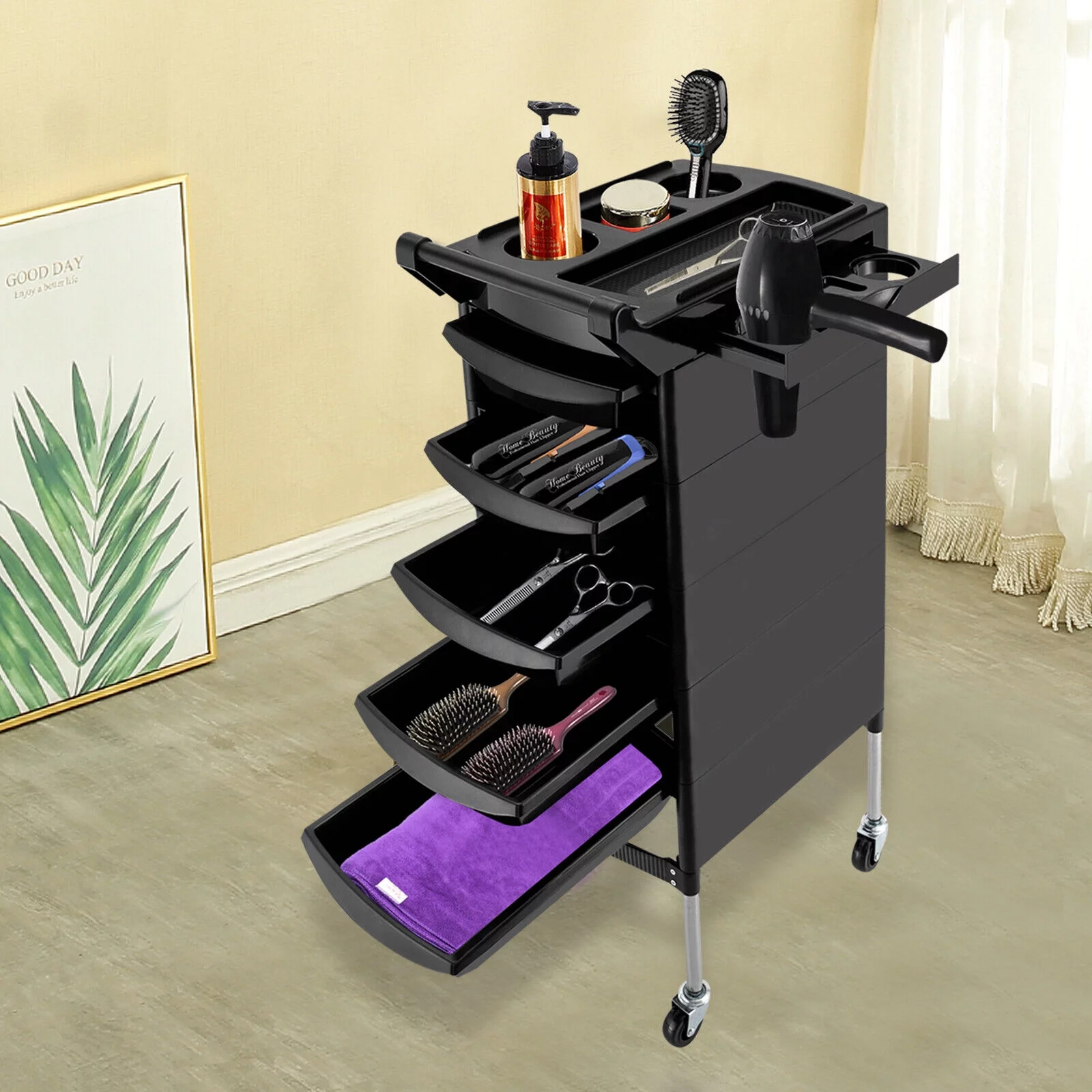6 Layers Storage Cart Hair Beauty Salon Spa Station Trolley Rolling Barber Cart New