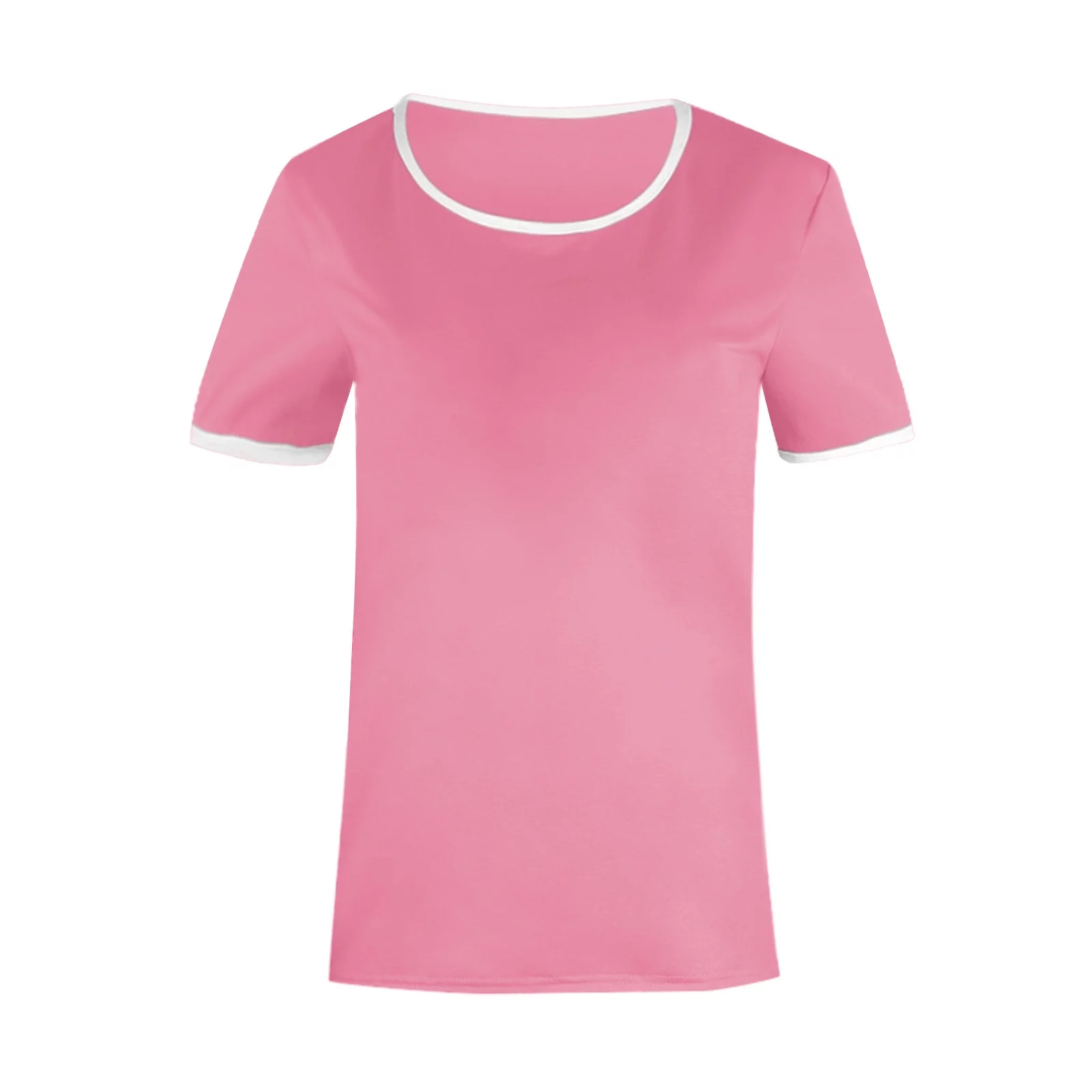 Wendunide 2024 Clearance Sales, Shirts for Women, Women Fashion Casual Print O-Neck Loose Short Sleeve T-Shirt Top Blouse Pullover Pink L