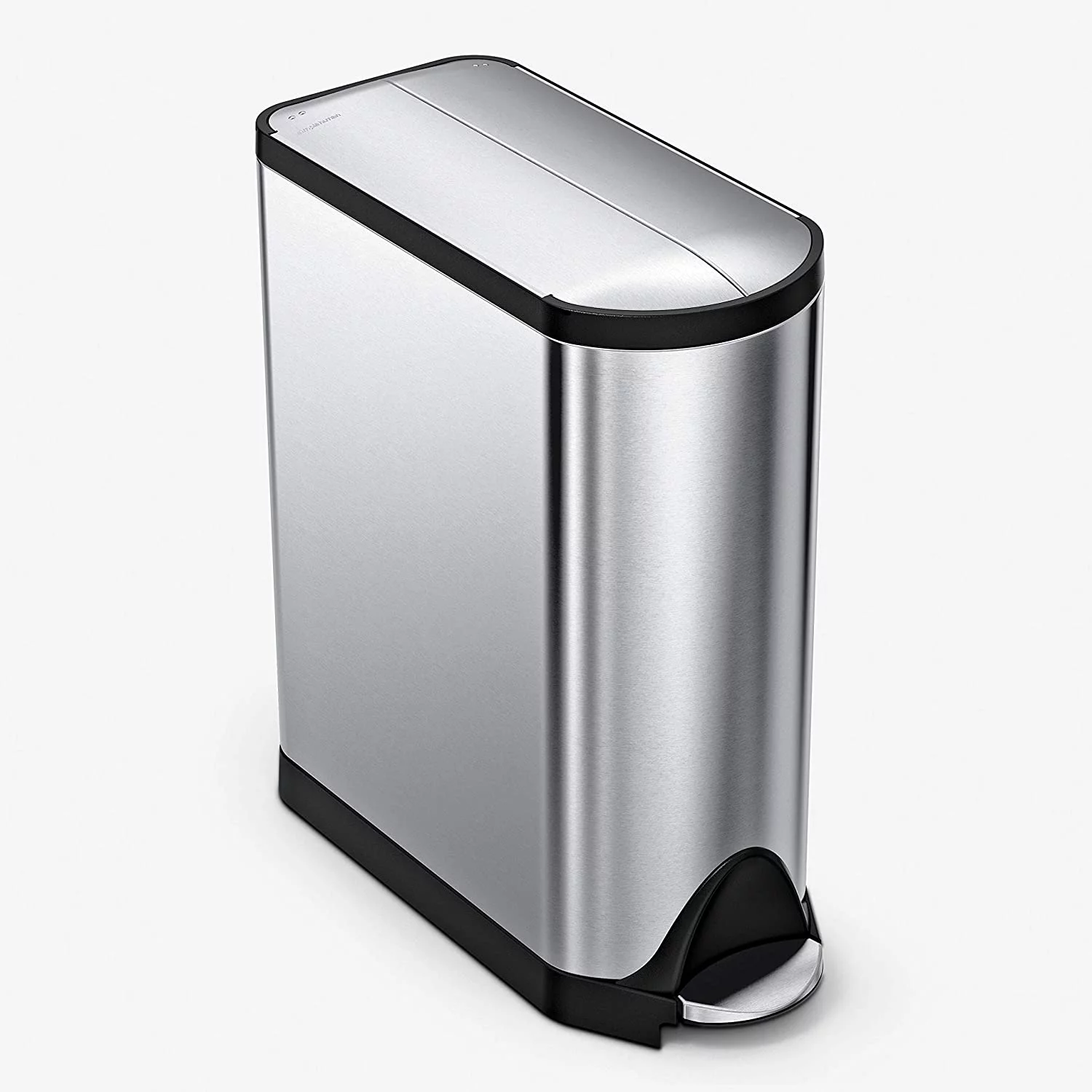 40 Liter / 10.6 Gallon Dual Compartment Butterfly Lid Kitchen Recycling Step Trash Can, Brushed Stainless Steel