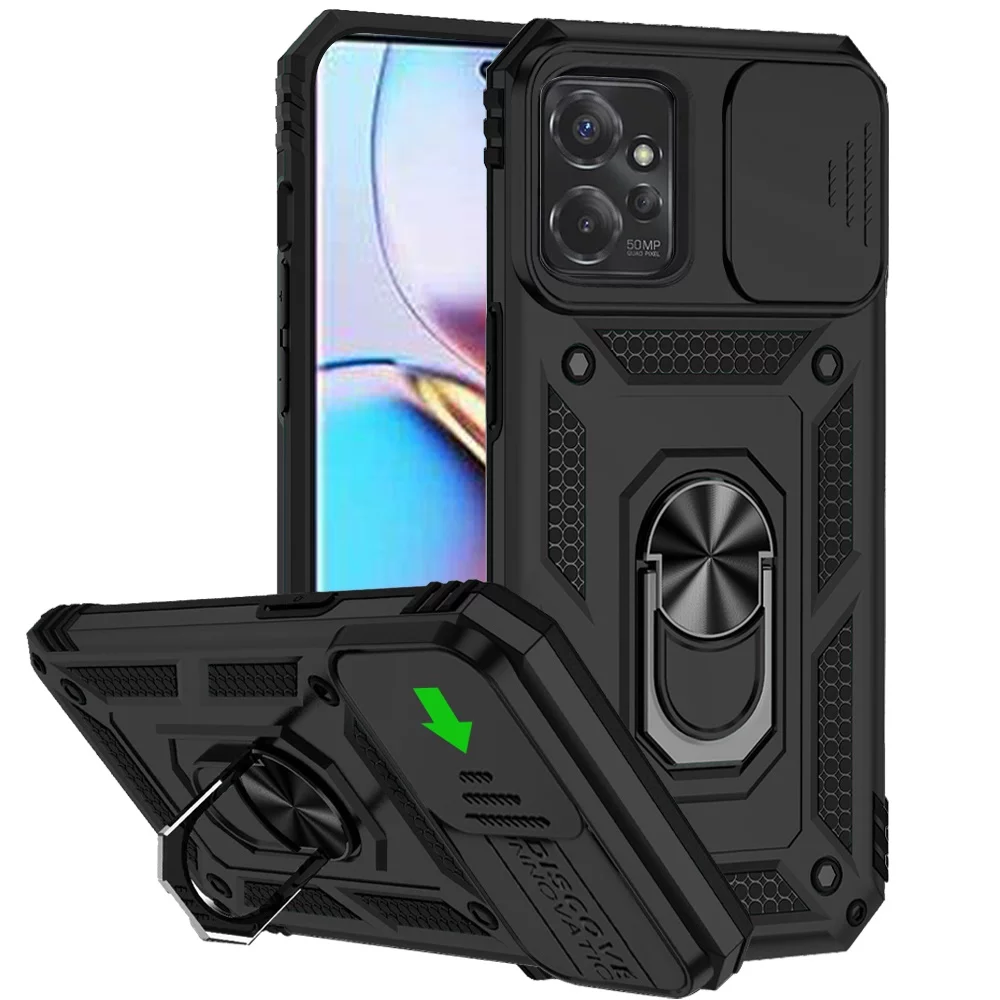 For Motorola Edge+ Plus 2023 Case with Stand, Camera Lens Protection & 360° Rotate Ring Kickstand, Shockproof Cover ,Xpm Phone Case [ Black ]