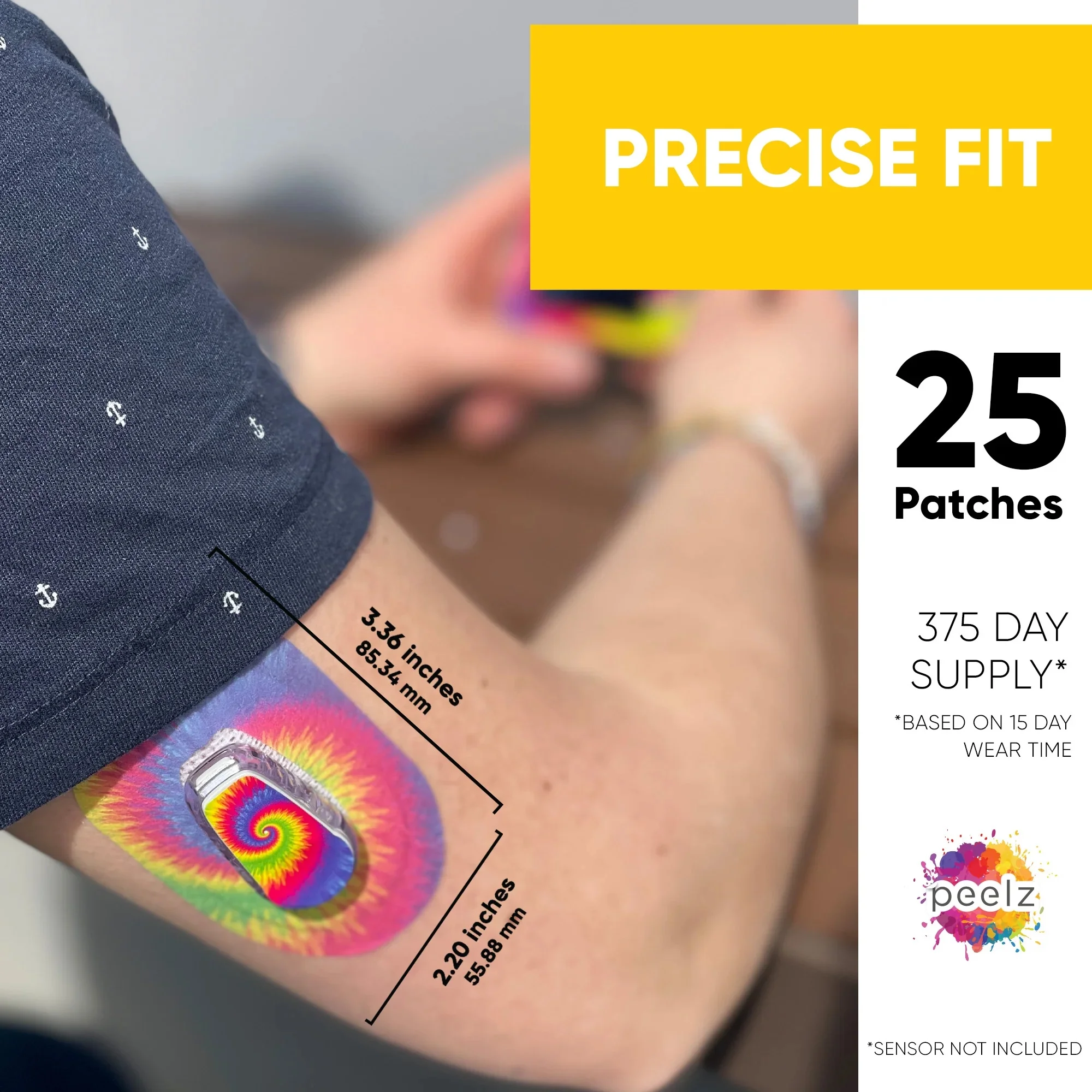 Peelz Dexcom G6 Adhesive Patches 25 Pack - US-Made Waterproof CGM Sensor Patches for 14+ Days - Sensitive Skin Diabetic Patches for Glucose Monitor - Dexcom Stickers - (Floral Pack)