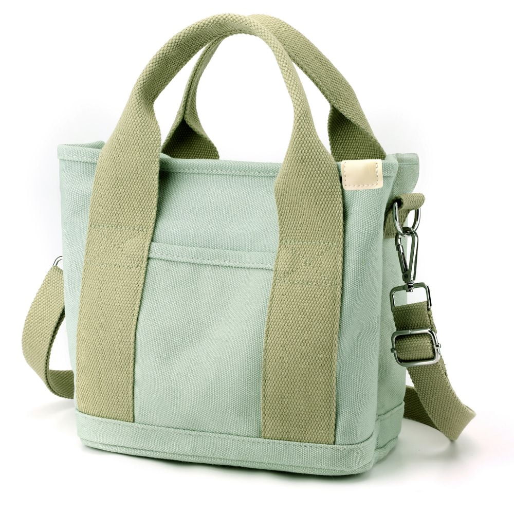 Small Cute Canvas Tote Crossbody Shoulder Bag W/Multiple Pockets Mini Casual Satchel Hobo Handbag Messenger Purse for Women