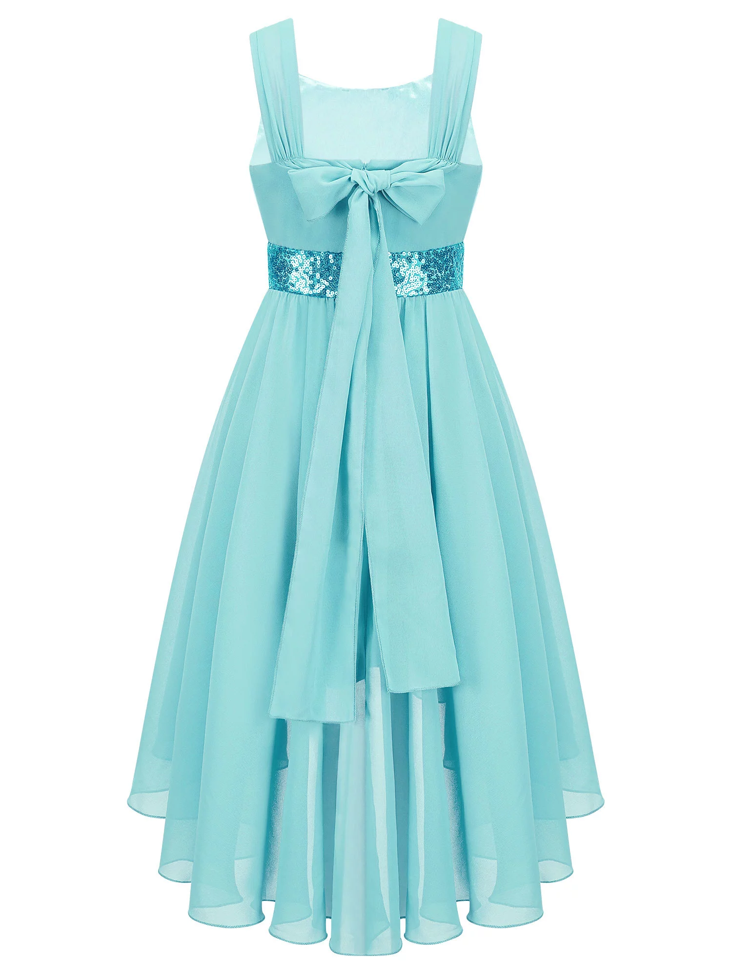 iiniim Kids Girl's Sequins Junior Bridesmaid Dress Ruched Hi Lo Flower Girl Dress Princess Pageant Party Ball Gown