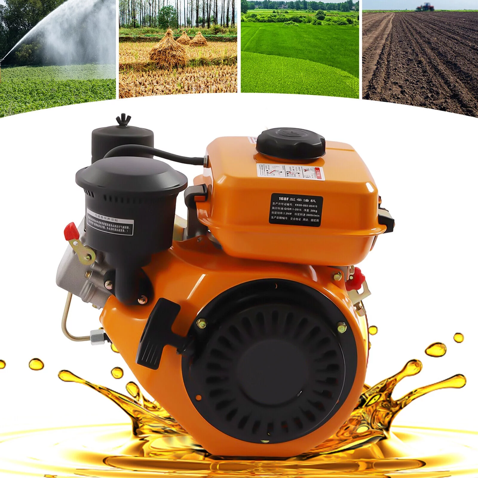 Miumaeov 196cc Diesel Engine Single Cylinder Air-cooled For Light Agricultural Machinery