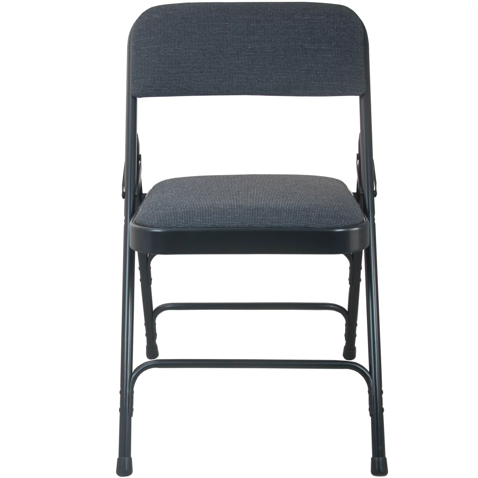 Emma + Oliver 2-Pack Black Padded Metal Folding Chair with Fabric Seat