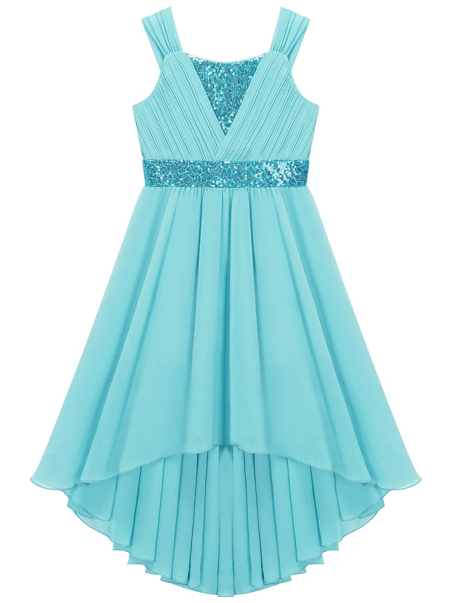 iiniim Kids Girl's Sequins Junior Bridesmaid Dress Ruched Hi Lo Flower Girl Dress Princess Pageant Party Ball Gown