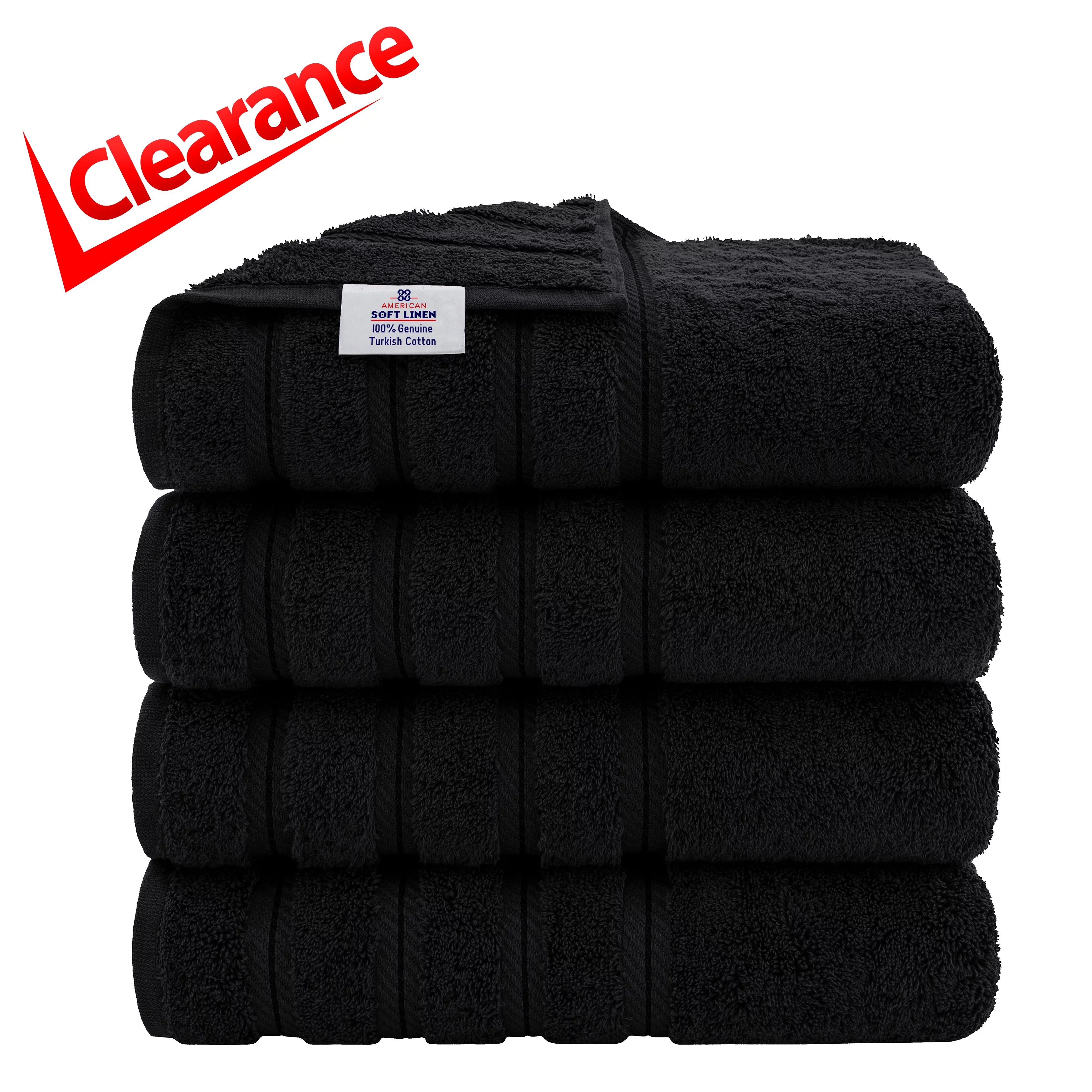 American Soft Linen Black Bath Towel Set 100% Turkish Cotton Towels for Bathroom 4 Piece