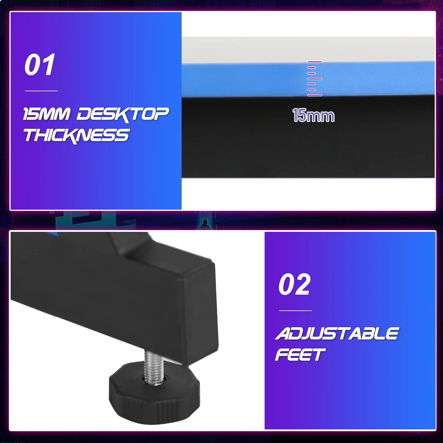 YRLLENSDAN 47 inch Gamaing Desk Z Shaped Gaming Workstation Ergonomic Gaming Table PC Computer Desk with Headphone Hook, Blue