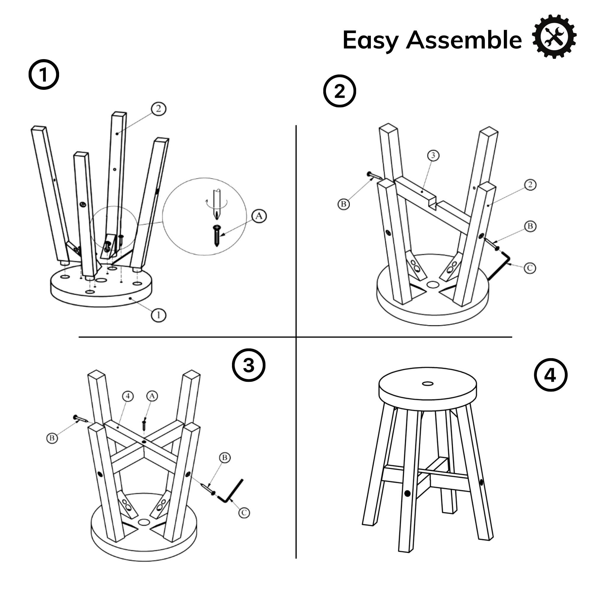 Versatile Acacia Wood Stool Light Brown Compact Size (15.4