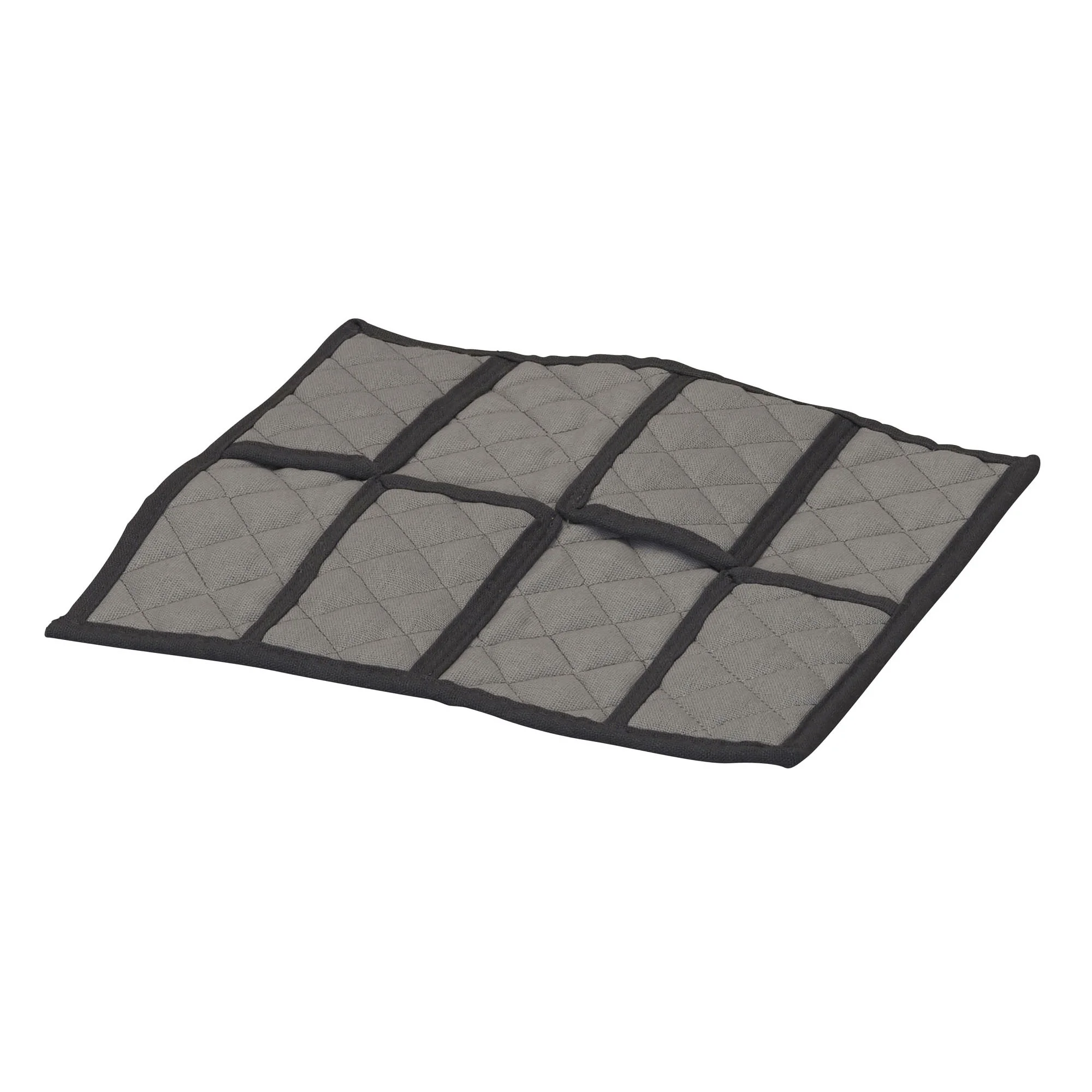 Household Essentials Windowed Flatware Storage Chest, 5 Compartment Storage with Serving Utensil Pouch, Removable Lid, Stackable, Foldable, Gray