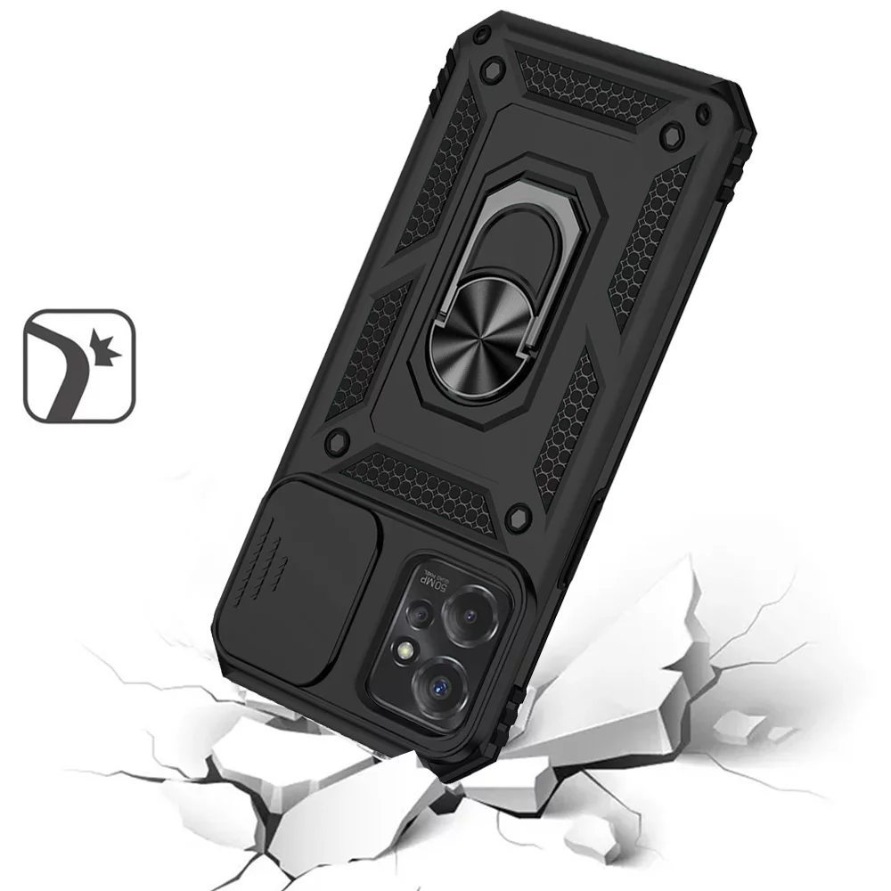 For Motorola Edge+ Plus 2023 Case with Stand, Camera Lens Protection & 360° Rotate Ring Kickstand, Shockproof Cover ,Xpm Phone Case [ Black ]