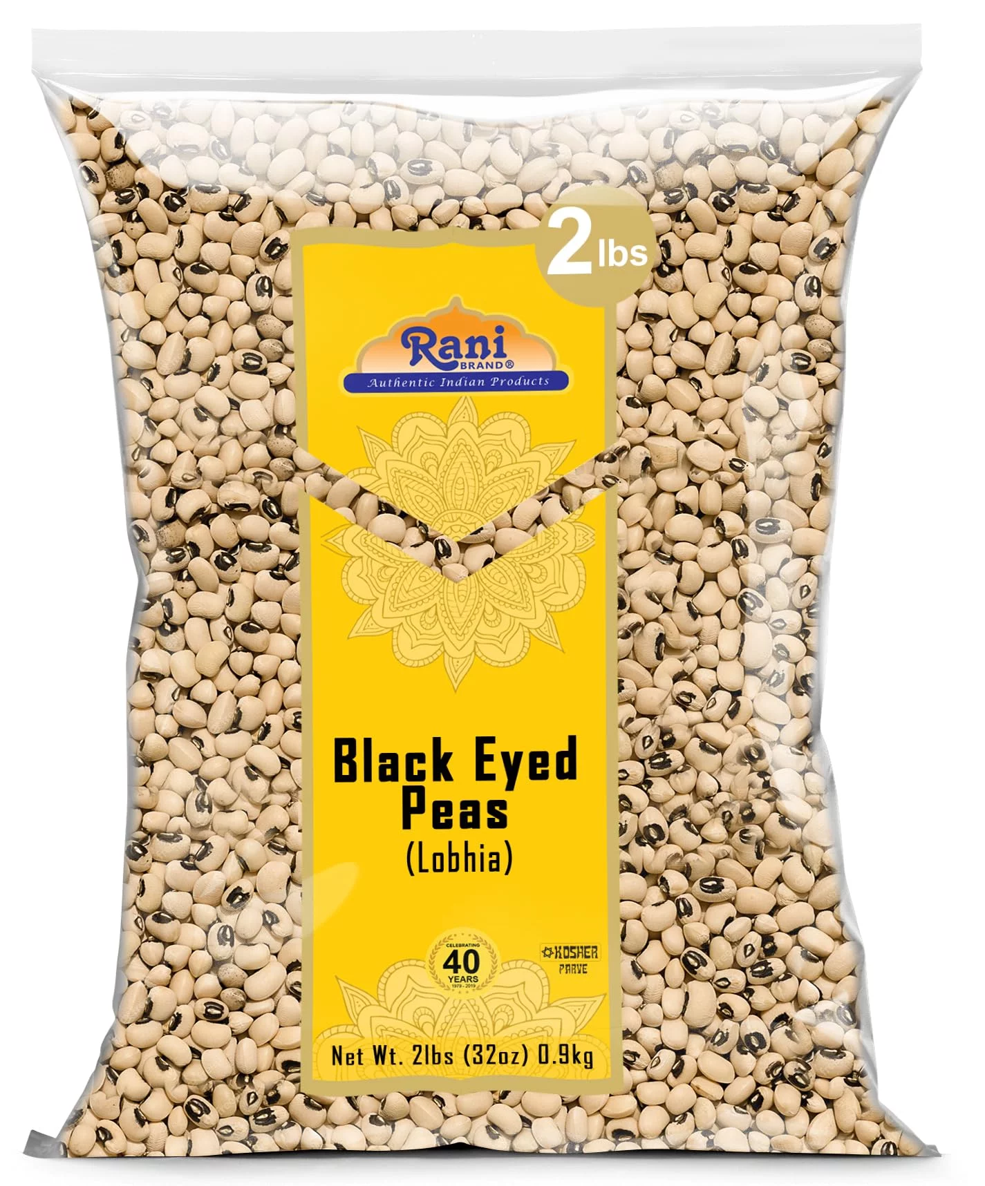 Rani Black Eyed Peas, Dried Cowpeas (Lobhia) 32oz (2lbs) 908g ~ All Natural | Vegan | Kosher | Gluten Friendly | Product of USA
