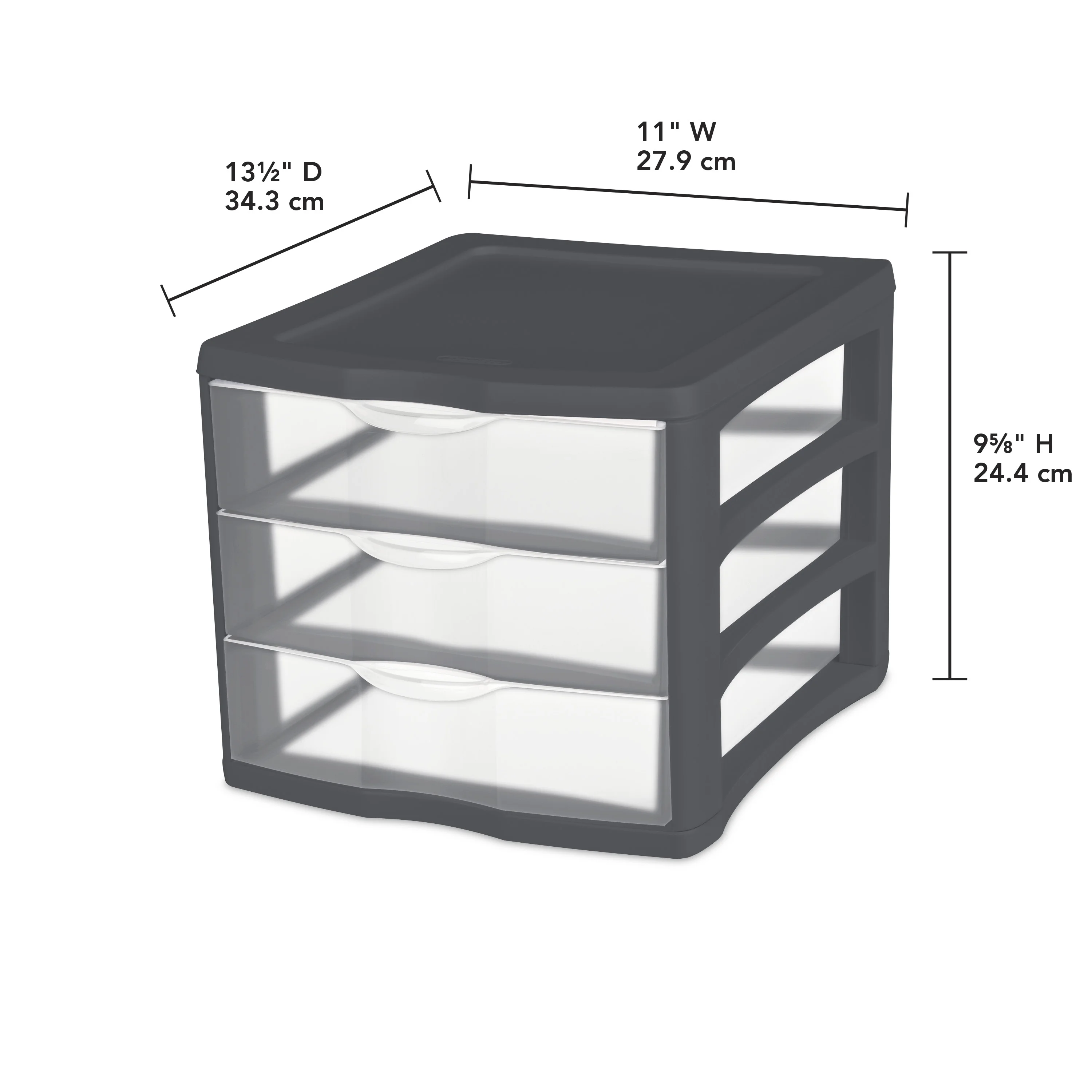 Sterilite 3 Drawer Unit Plastic, Gray Flannel, Set of 4