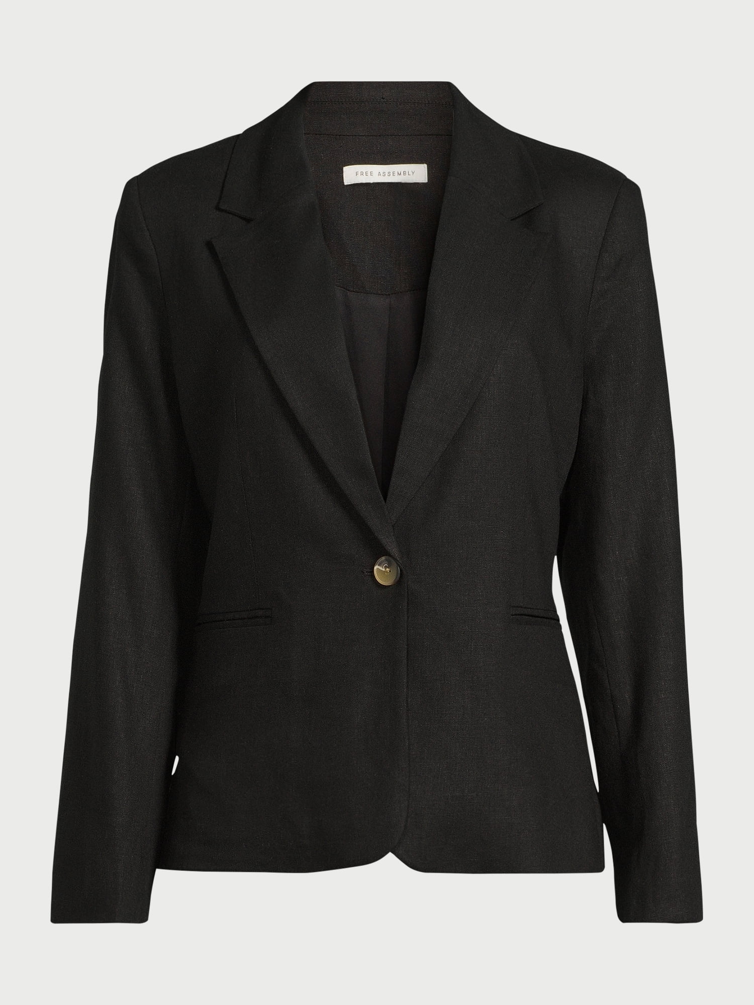 Free Assembly Women’s Single-Breasted Linen-Blend Blazer, Sizes XS-XXL