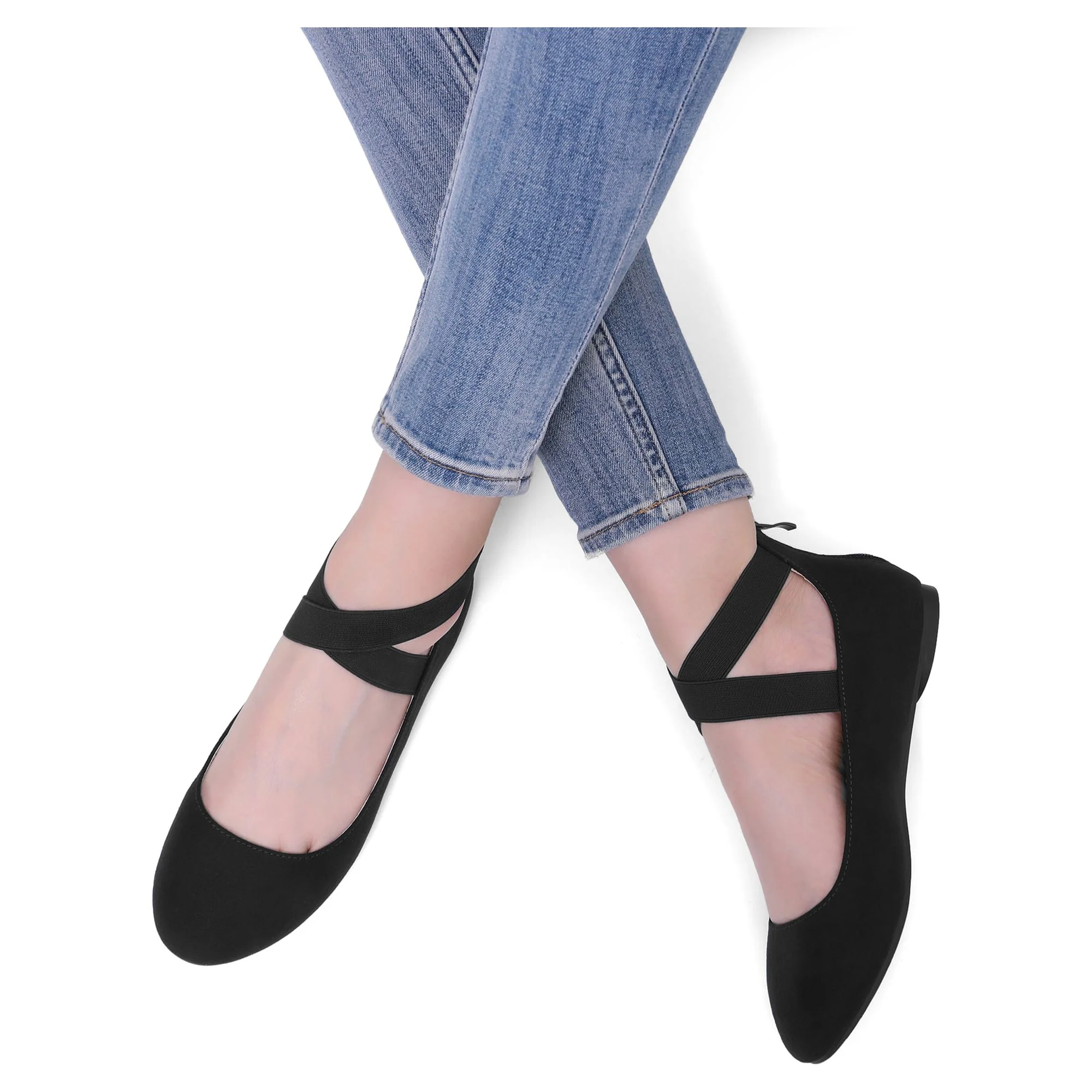 Dream Pairs Womens Ballet Flats Elastic Ankle Strap Mary Jane Slip On Shoes