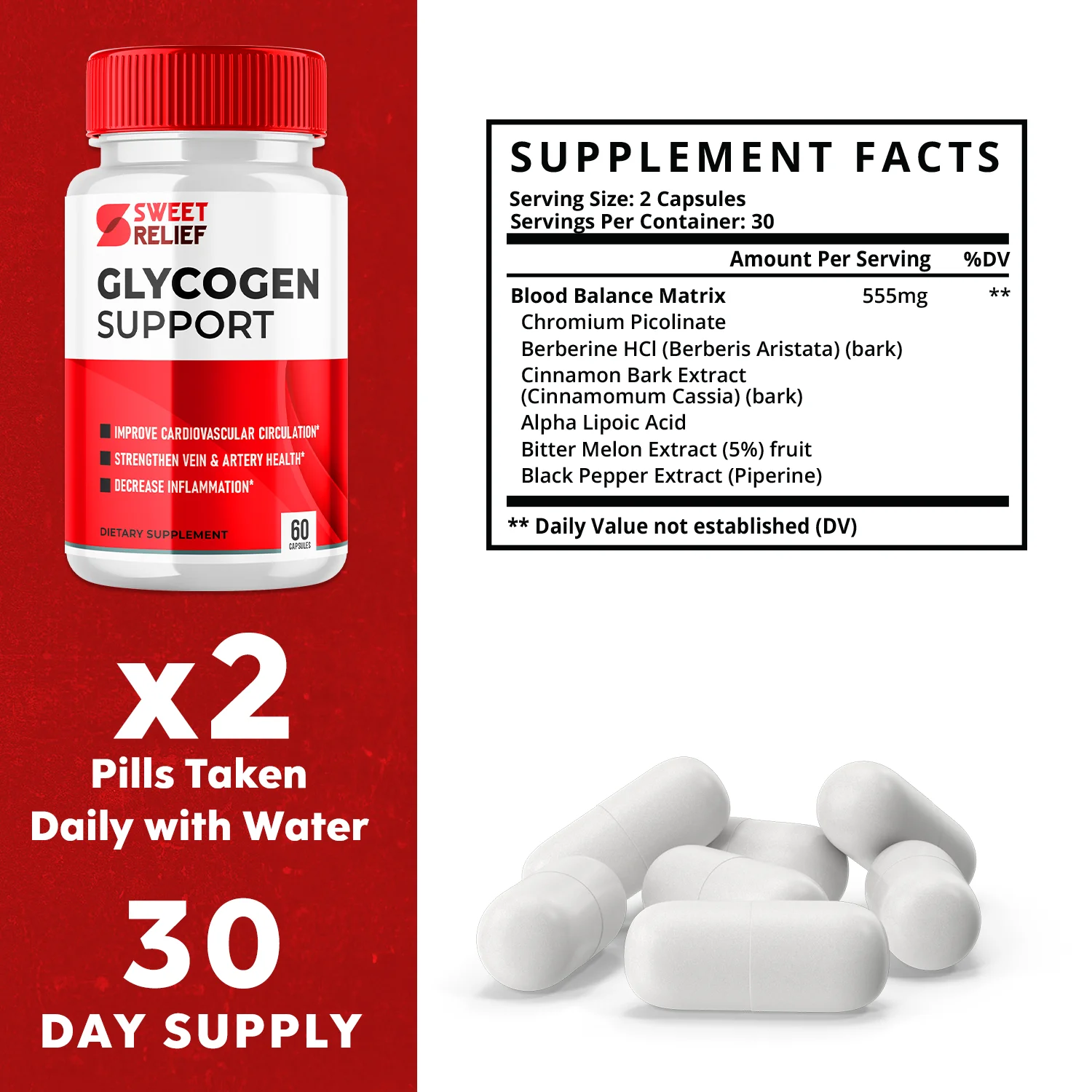 Sweet Relief Glycogen Support Advanced Formula Supplement 60 Capsules