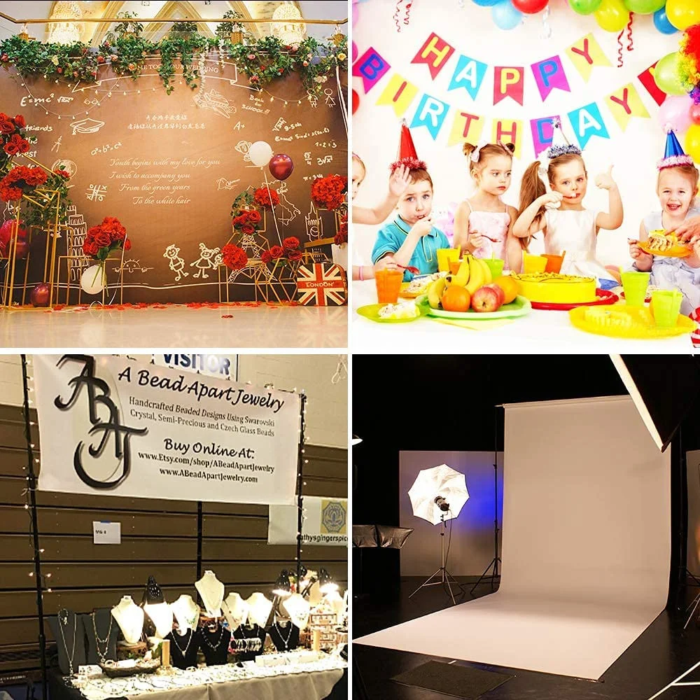 ShowMaven Background Stand, 6.5ft Height x 10ft Wide Adjustable Photo Backdrop Stand with Carry Bag, Clamps, Sangbags and Elastic String Clips