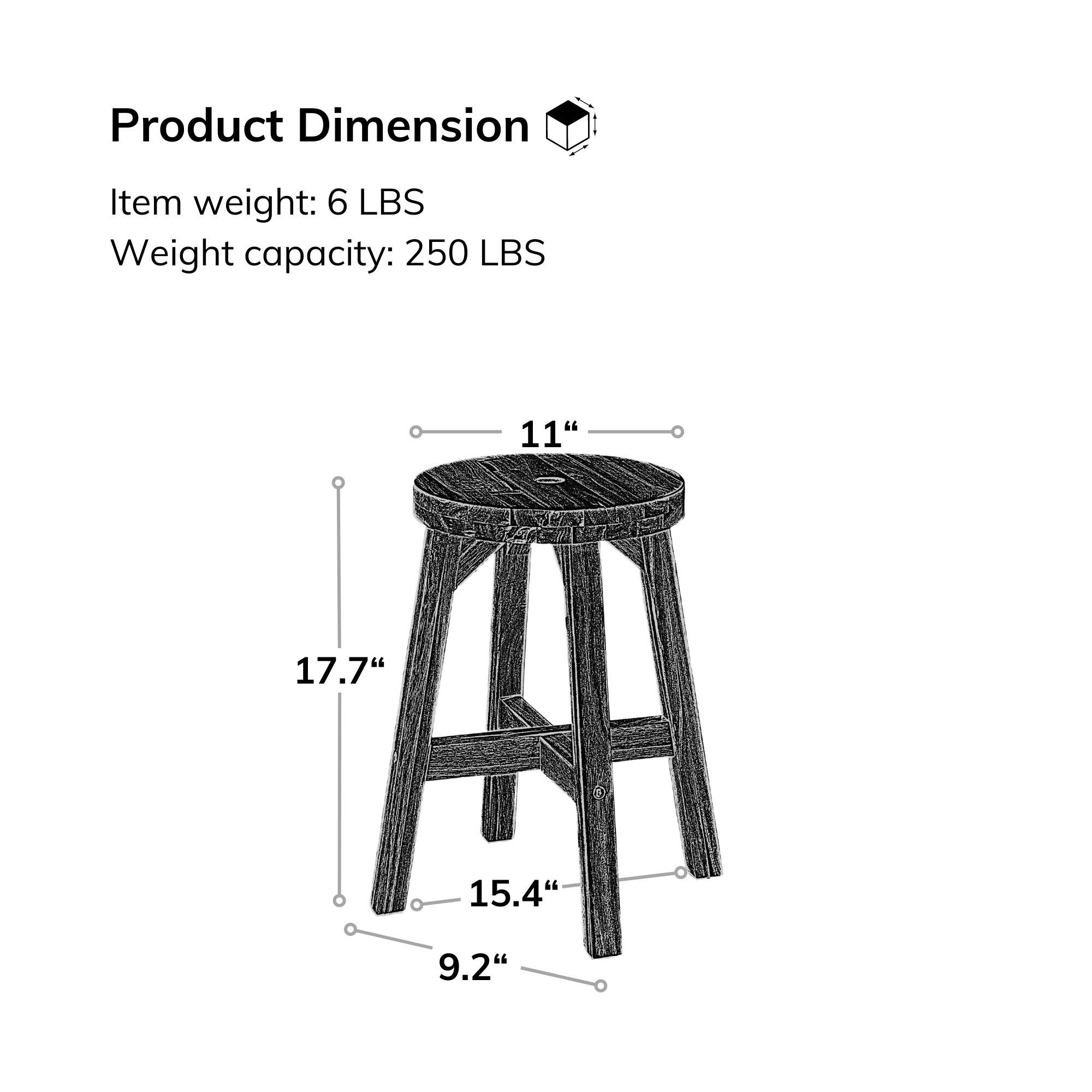 Versatile Acacia Wood Stool Light Brown Compact Size (15.4